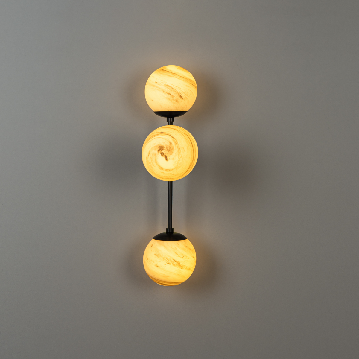 Schwung Armstrong Triple Wall Sconce Light - Marble Glass