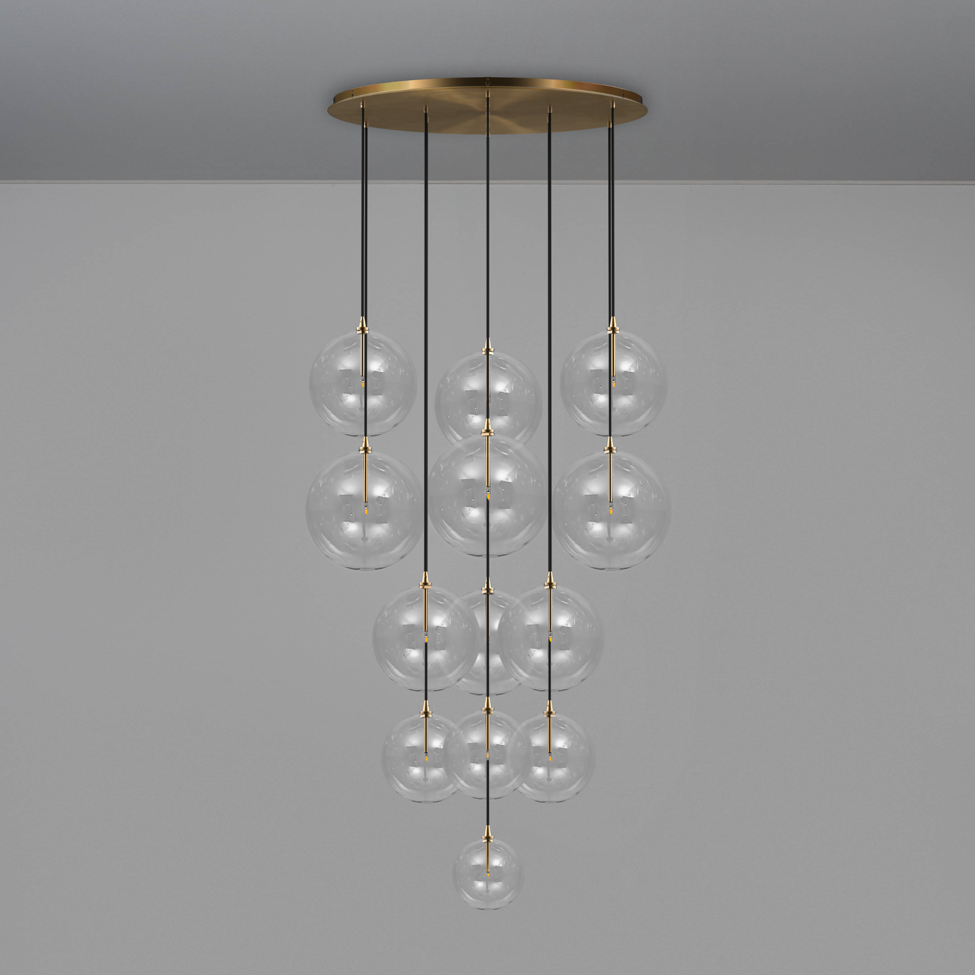 Schwung Cluster 13 Light Mix Chandelier - Transparent Glass