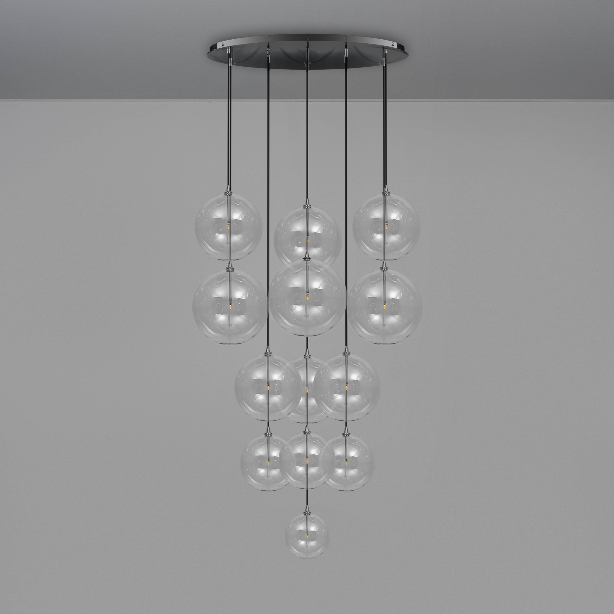 Schwung Cluster 13 Light Mix Chandelier - Transparent Glass