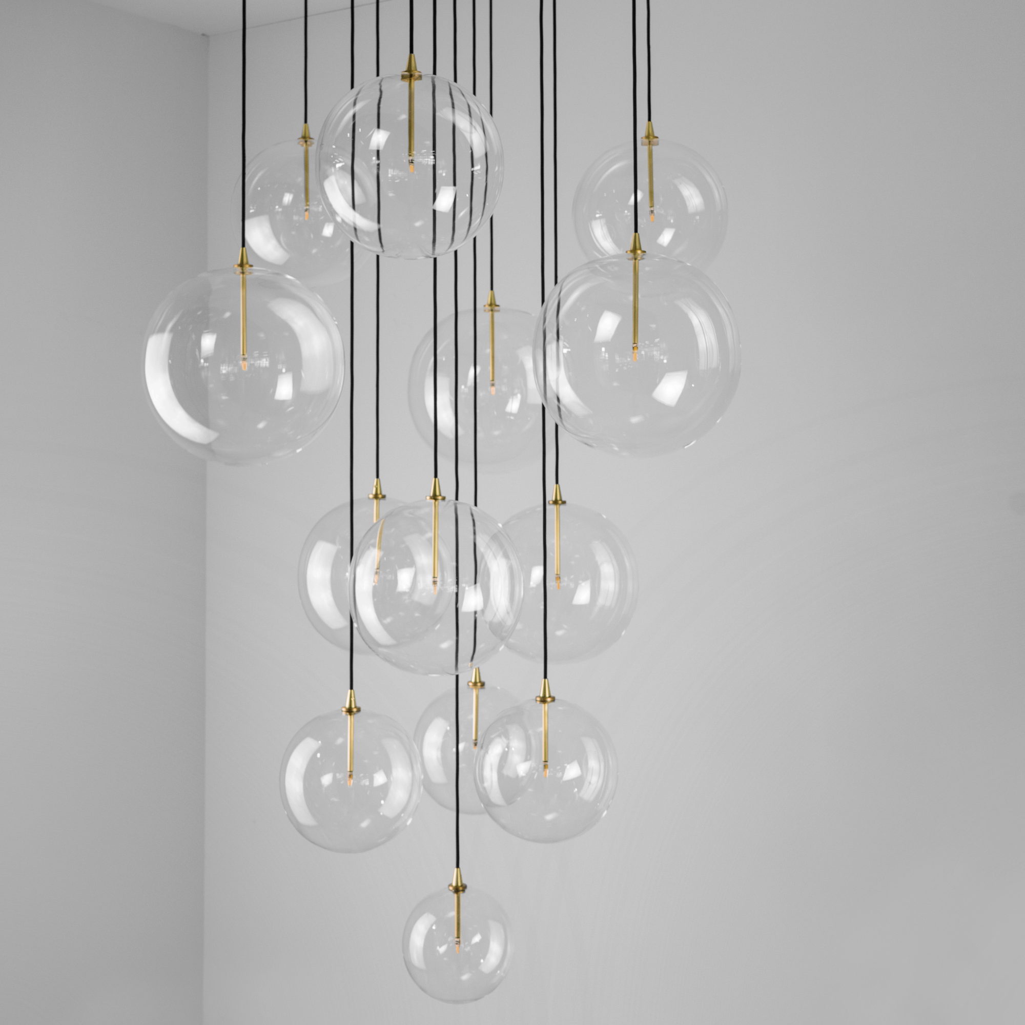 Schwung Cluster 13 Light Mix Chandelier - Transparent Glass
