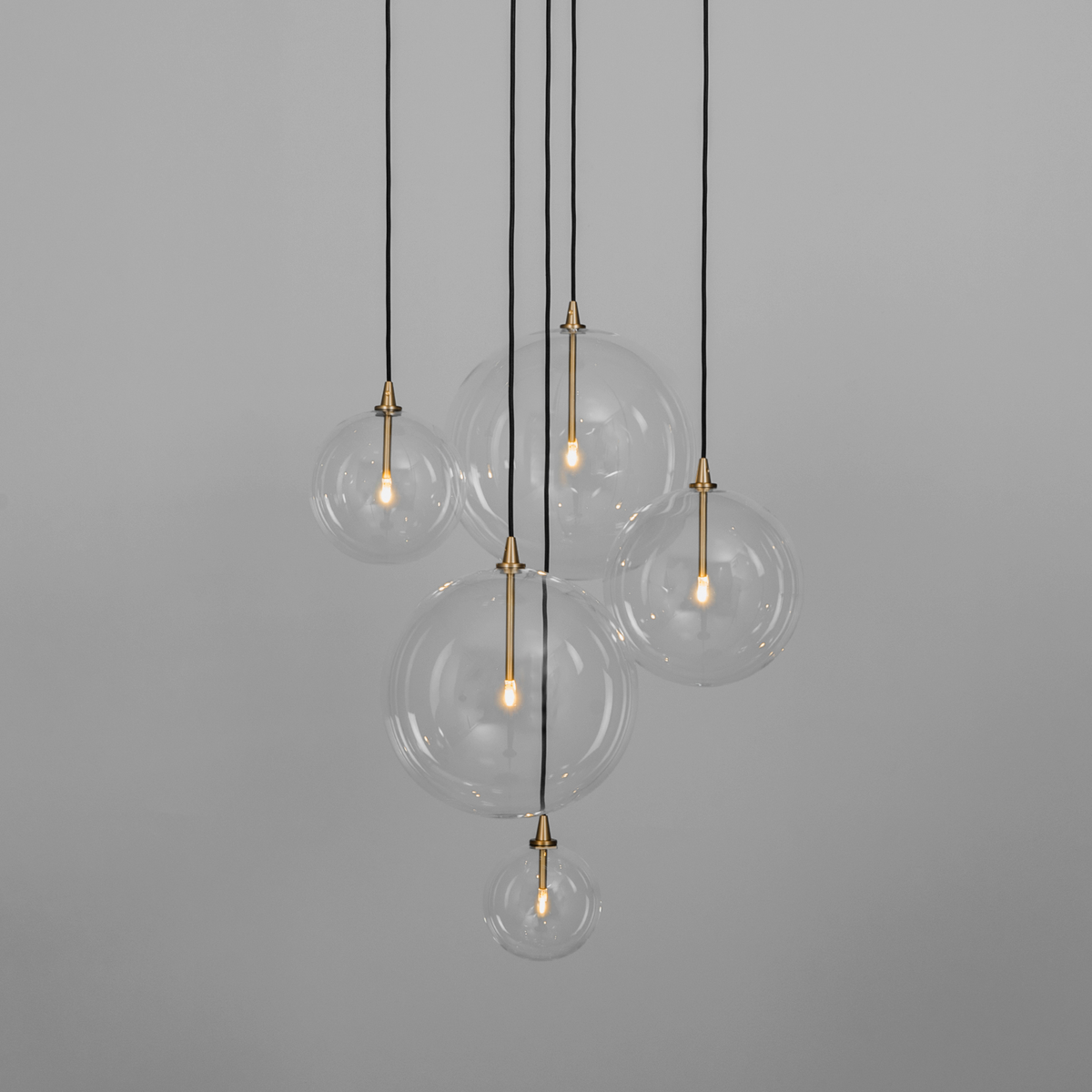 Schwung Cluster 5 Light Mix Chandelier - Transparent Glass