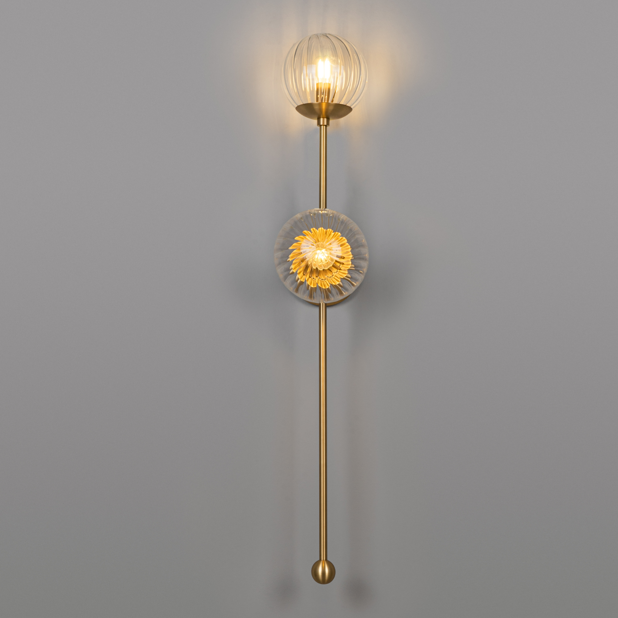 Schwung Globe Dual Wall Sconce Light - Dries Ribbon Glass