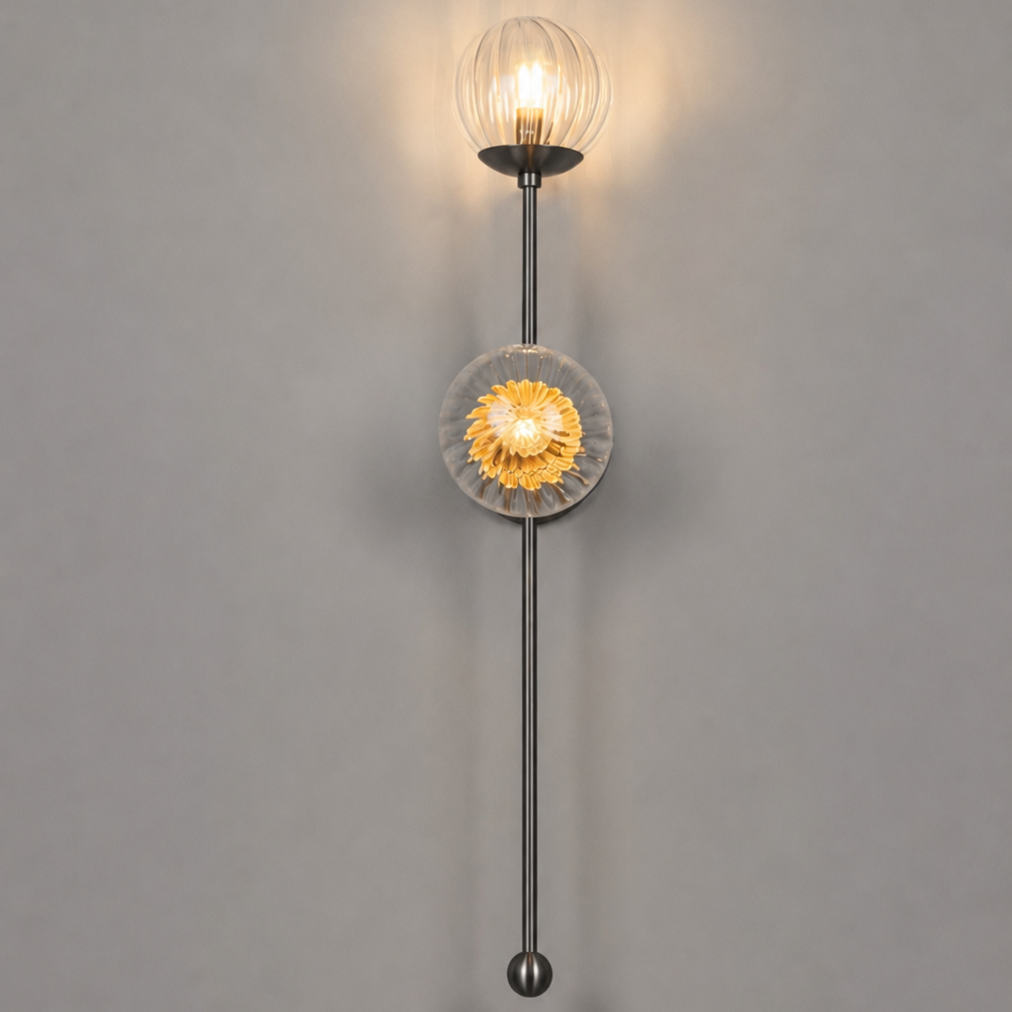 Schwung Globe Dual Wall Sconce Light - Dries Ribbon Glass