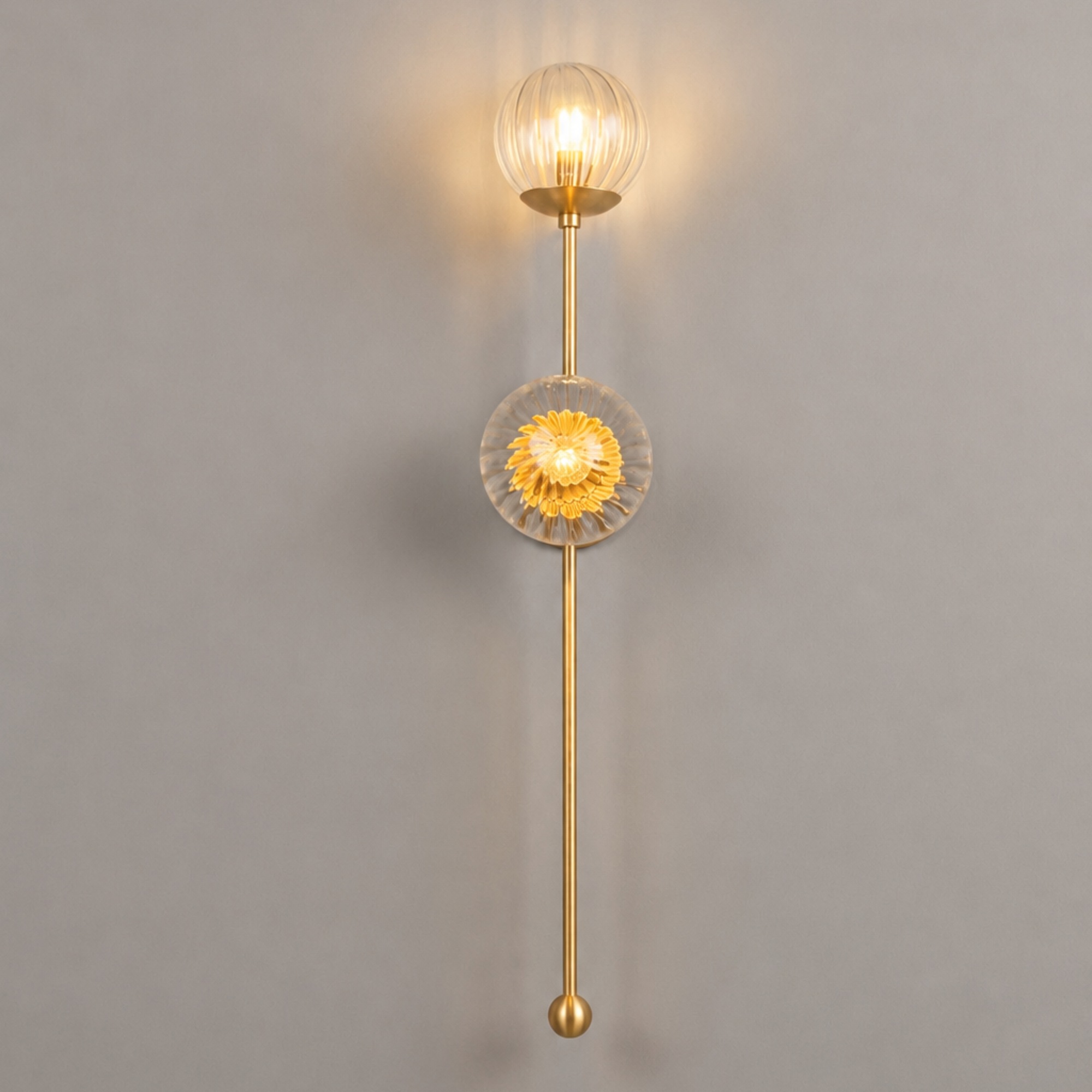 Schwung Globe Dual Wall Sconce Light - Dries Ribbon Glass