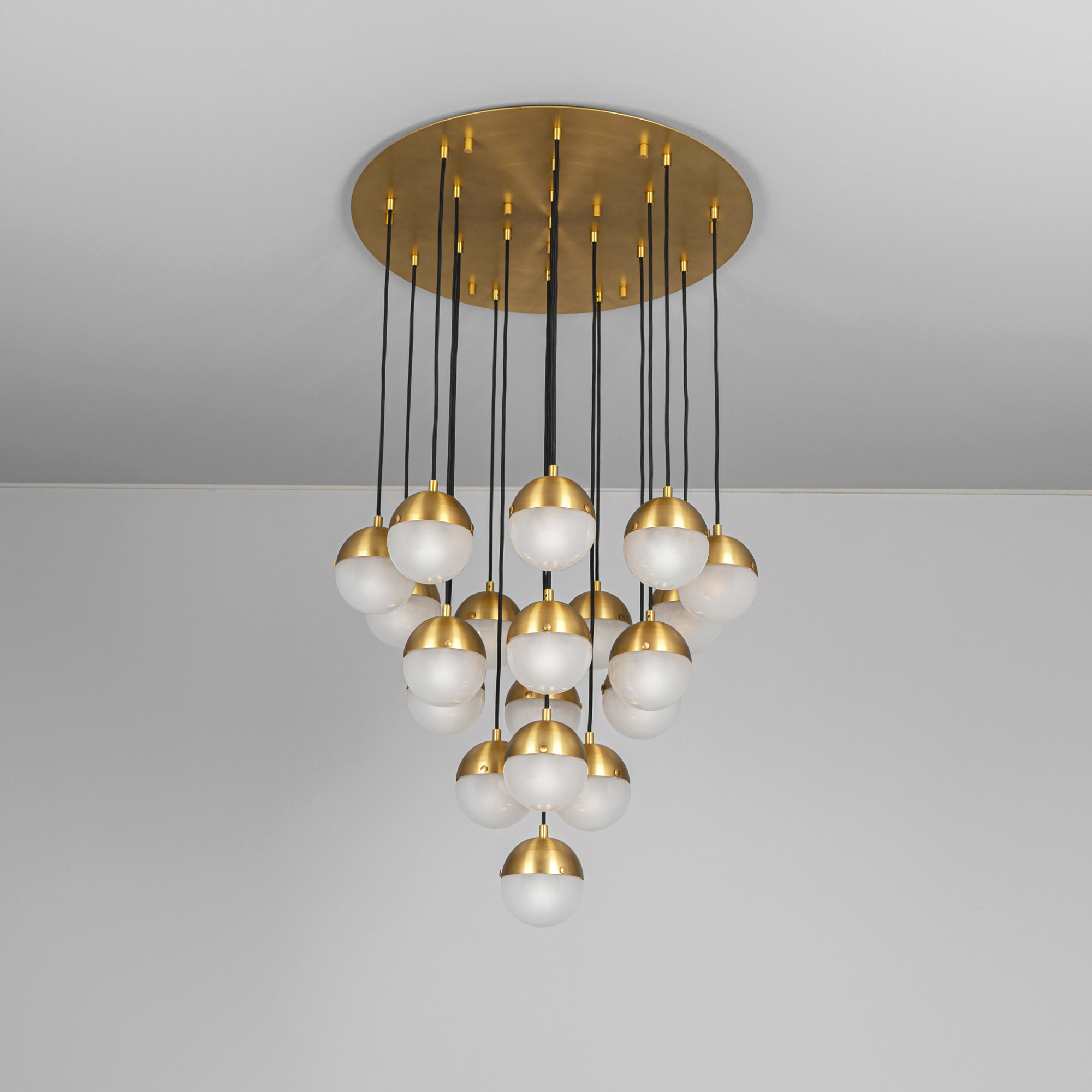 Schwung Molecule Cluster 19 Light Chandelier - Frosted Glass