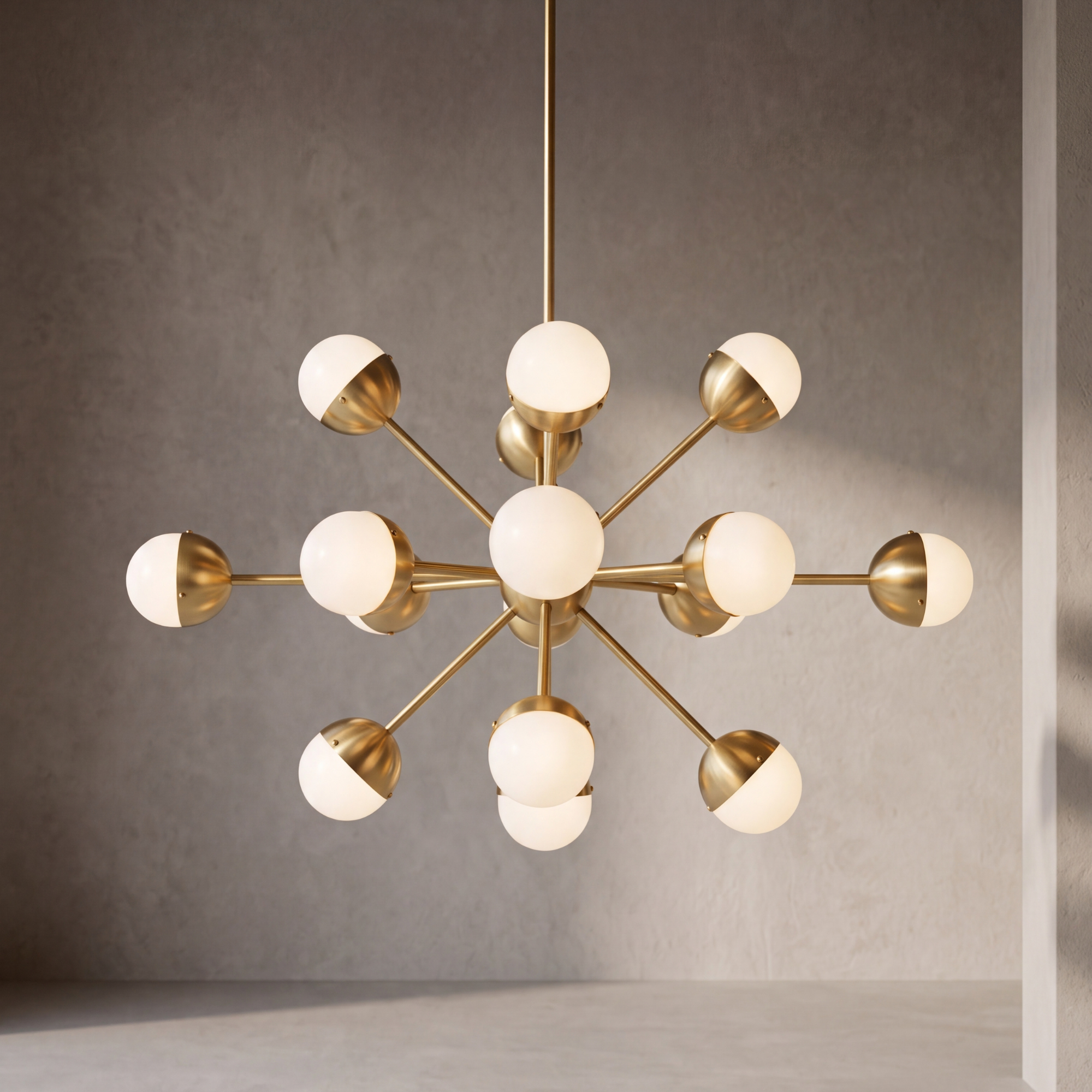 Schwung Molecule Spark Oval 17 Light Chandelier - Frosted Glass