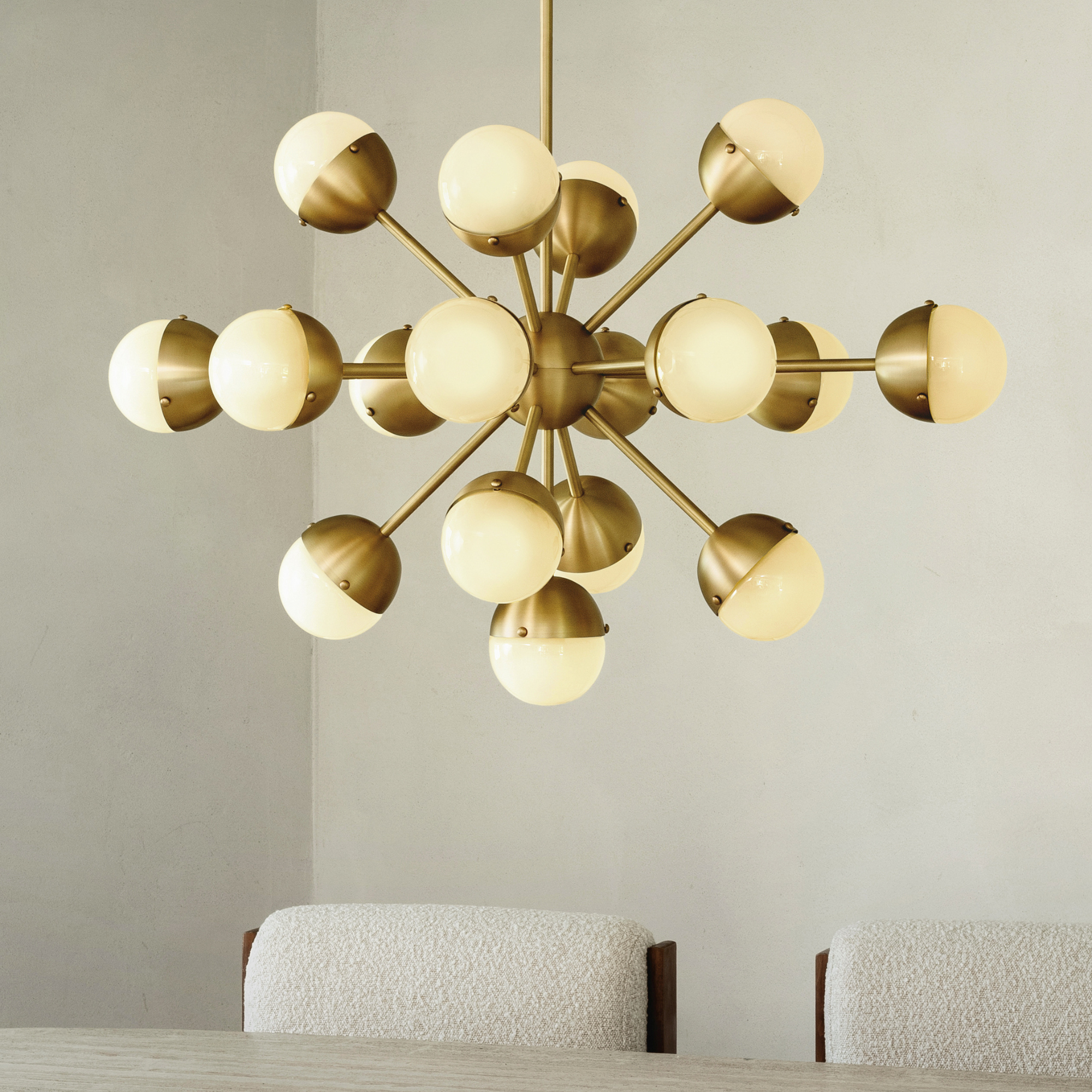Schwung Molecule Spark Oval 17 Light Chandelier - Frosted Glass