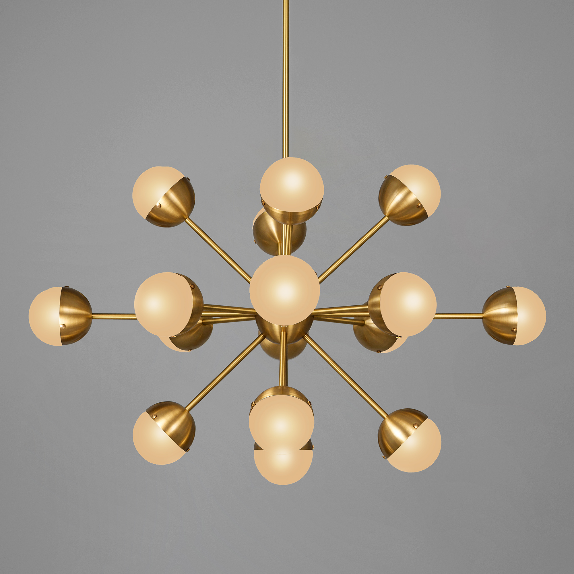 Schwung Molecule Spark Oval 17 Light Chandelier - Frosted Glass