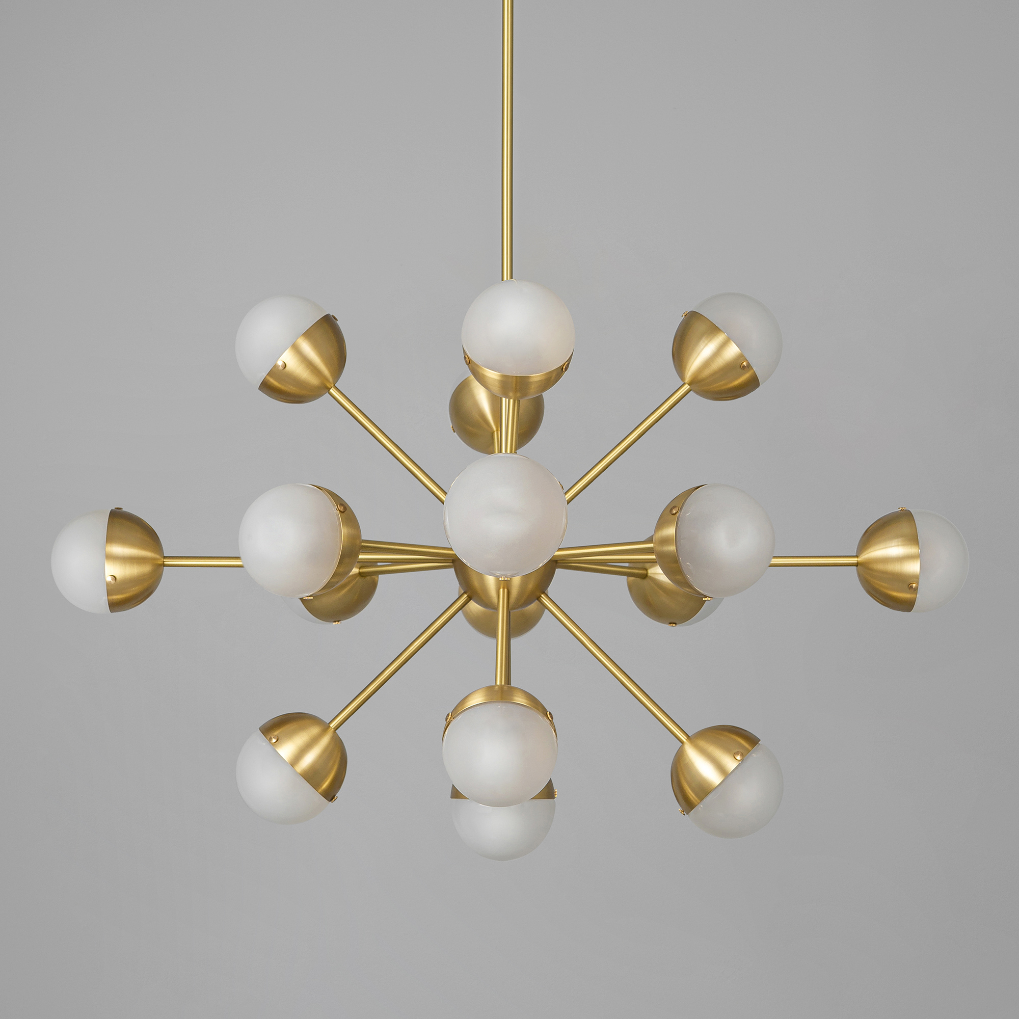 Schwung Molecule Spark Oval 17 Light Chandelier - Frosted Glass