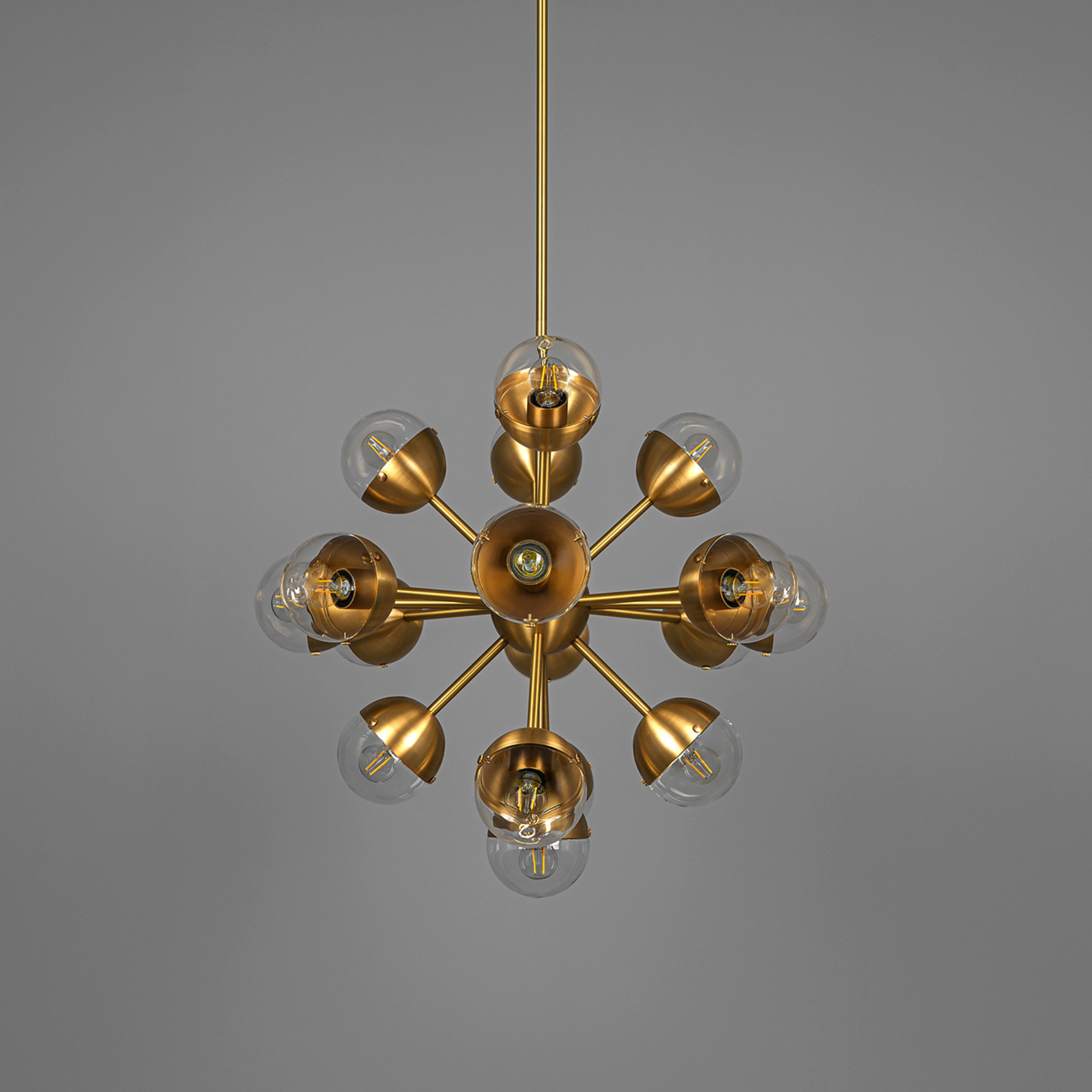 Schwung Molecule Spark Oval 17 Light Chandelier - Transparent Glass