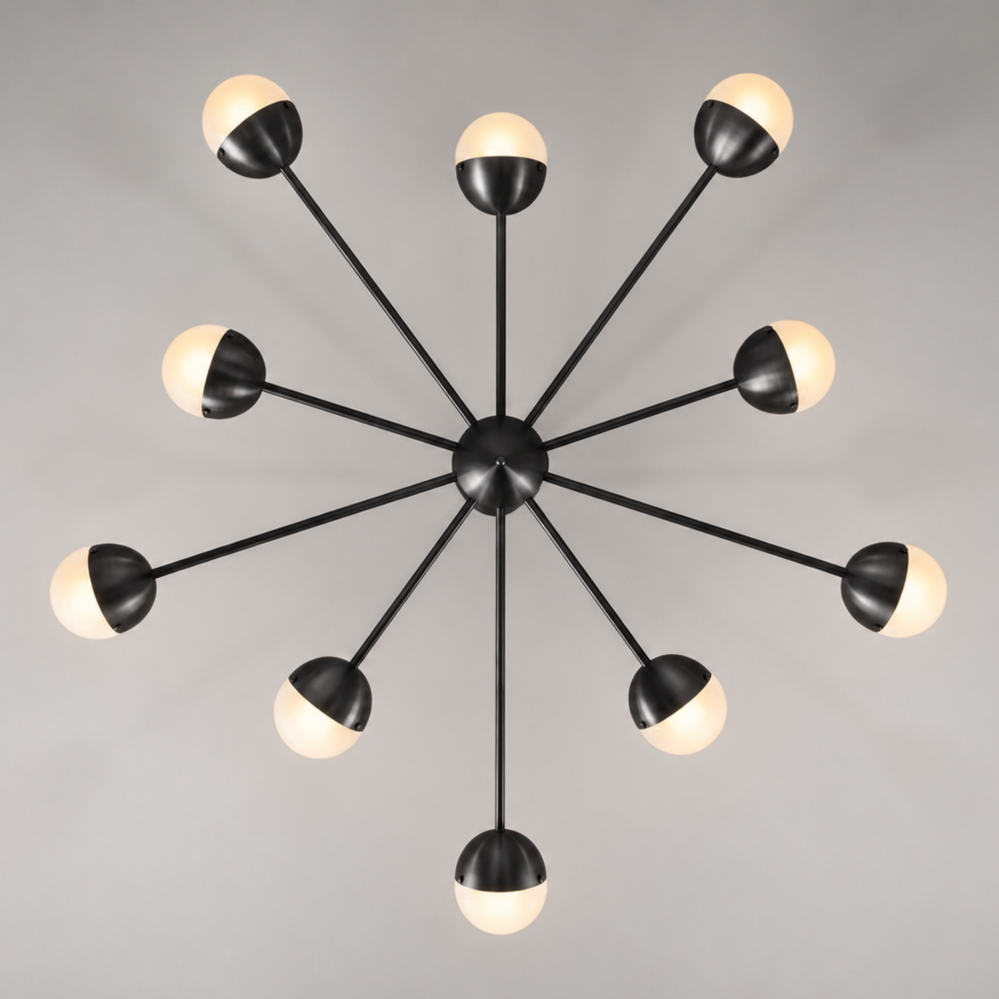 Schwung Molecule Spark Round 10 Light Chandelier - Frosted Glass
