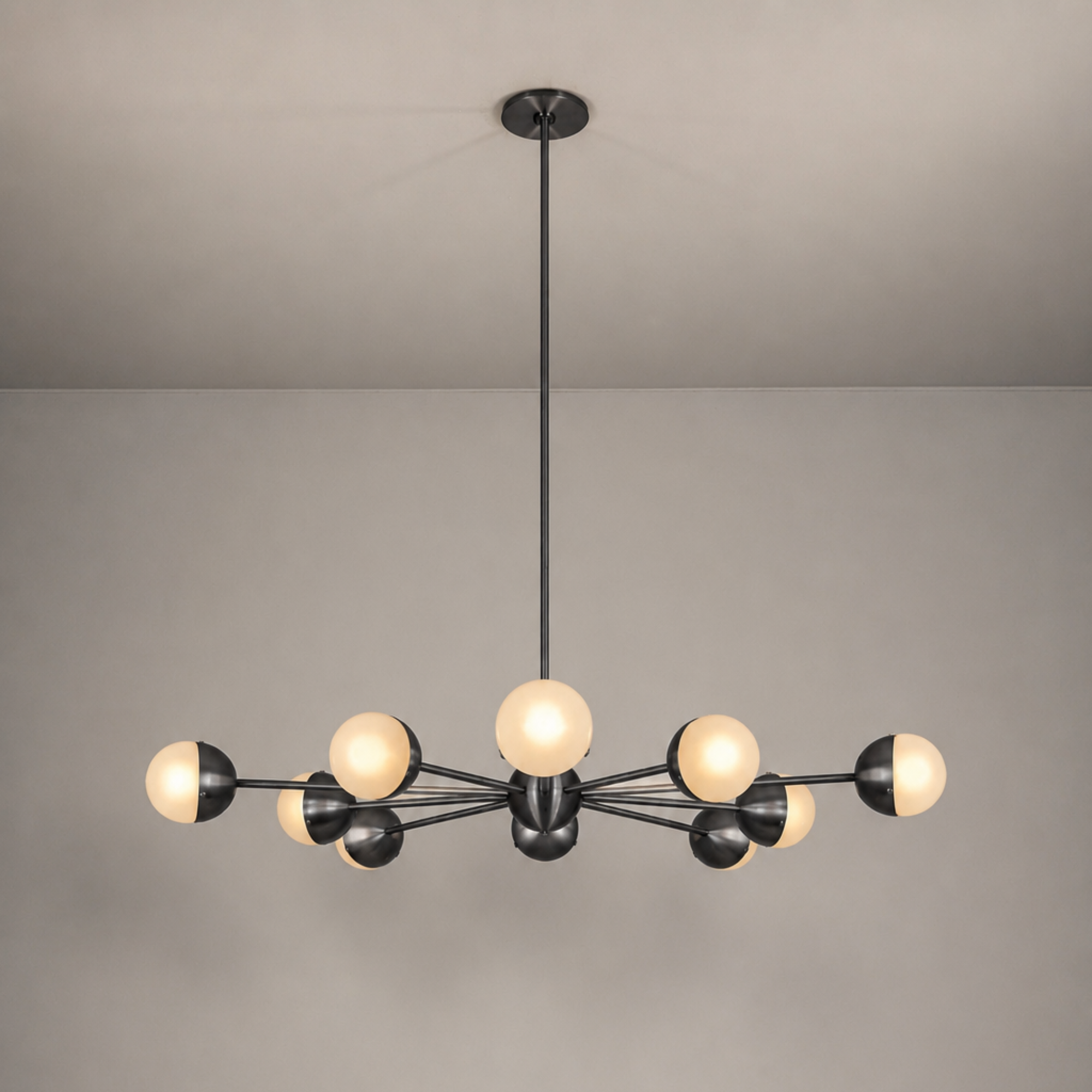 Schwung Molecule Spark Round 10 Light Chandelier - Frosted Glass
