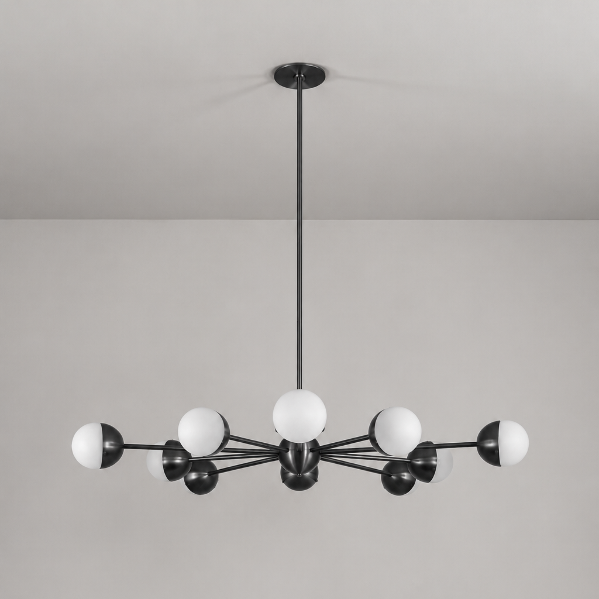 Schwung Molecule Spark Round 10 Light Chandelier - Frosted Glass