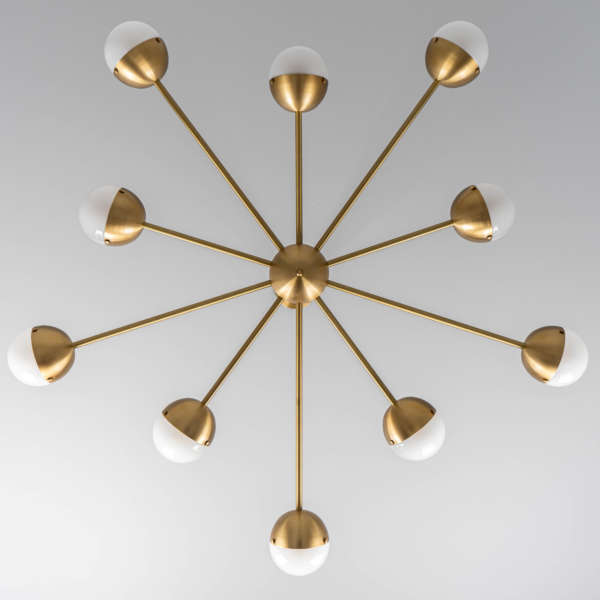 Schwung Molecule Spark Round 10 Light Chandelier - Frosted Glass