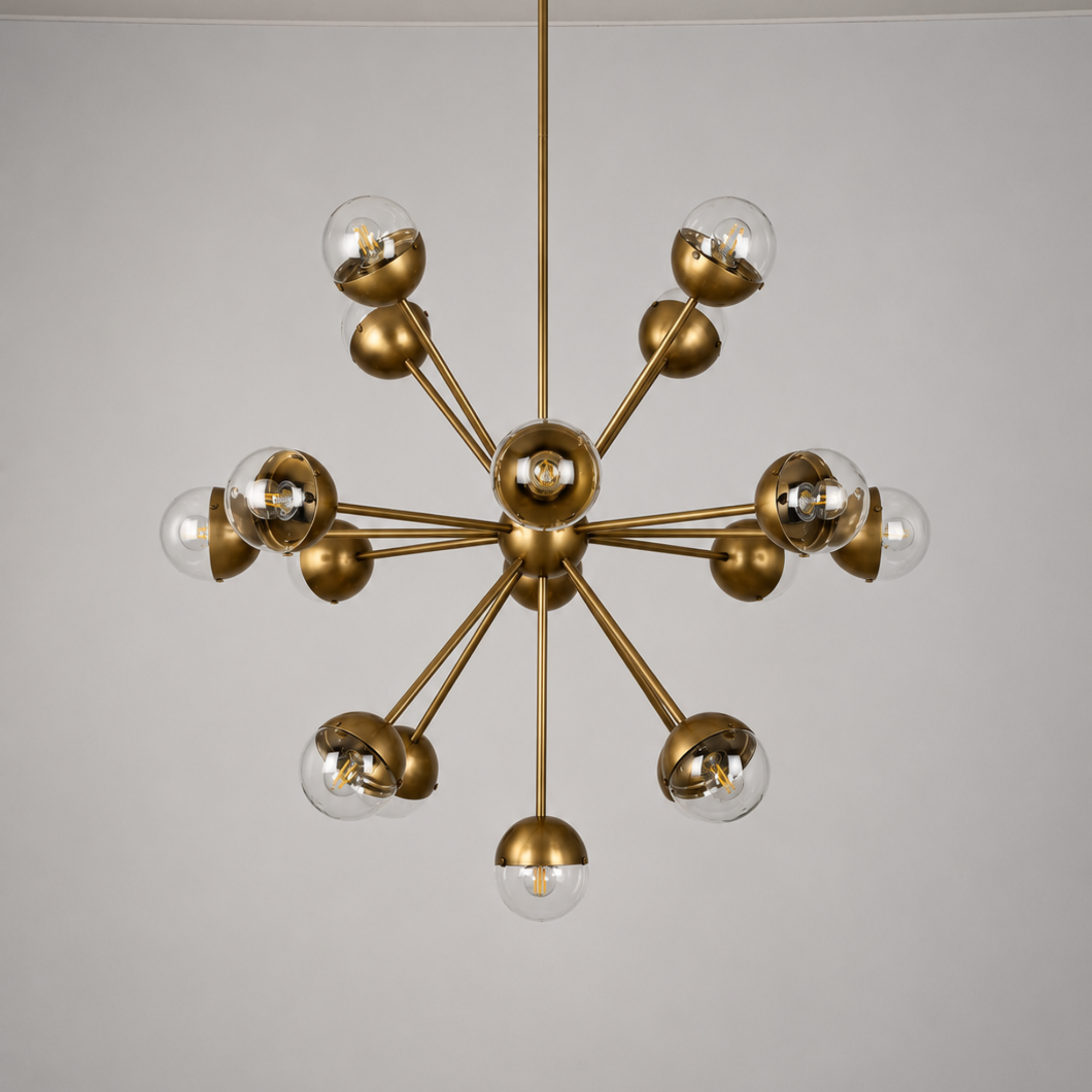 Schwung Molecule Spark Round 17 Light Chandelier - Transparent Glass