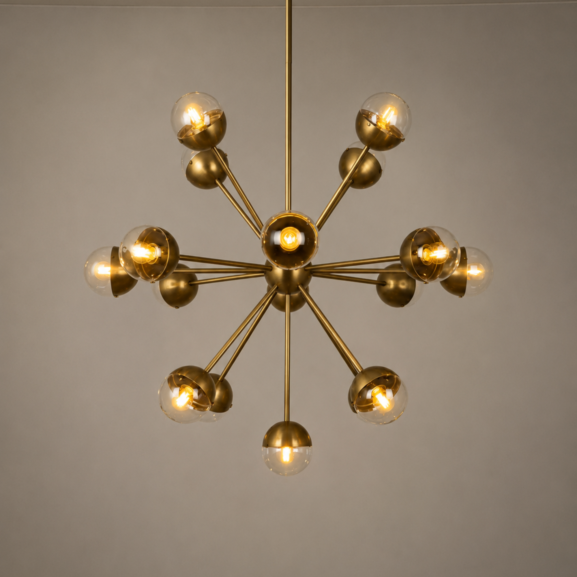 Schwung Molecule Spark Round 17 Light Chandelier - Transparent Glass