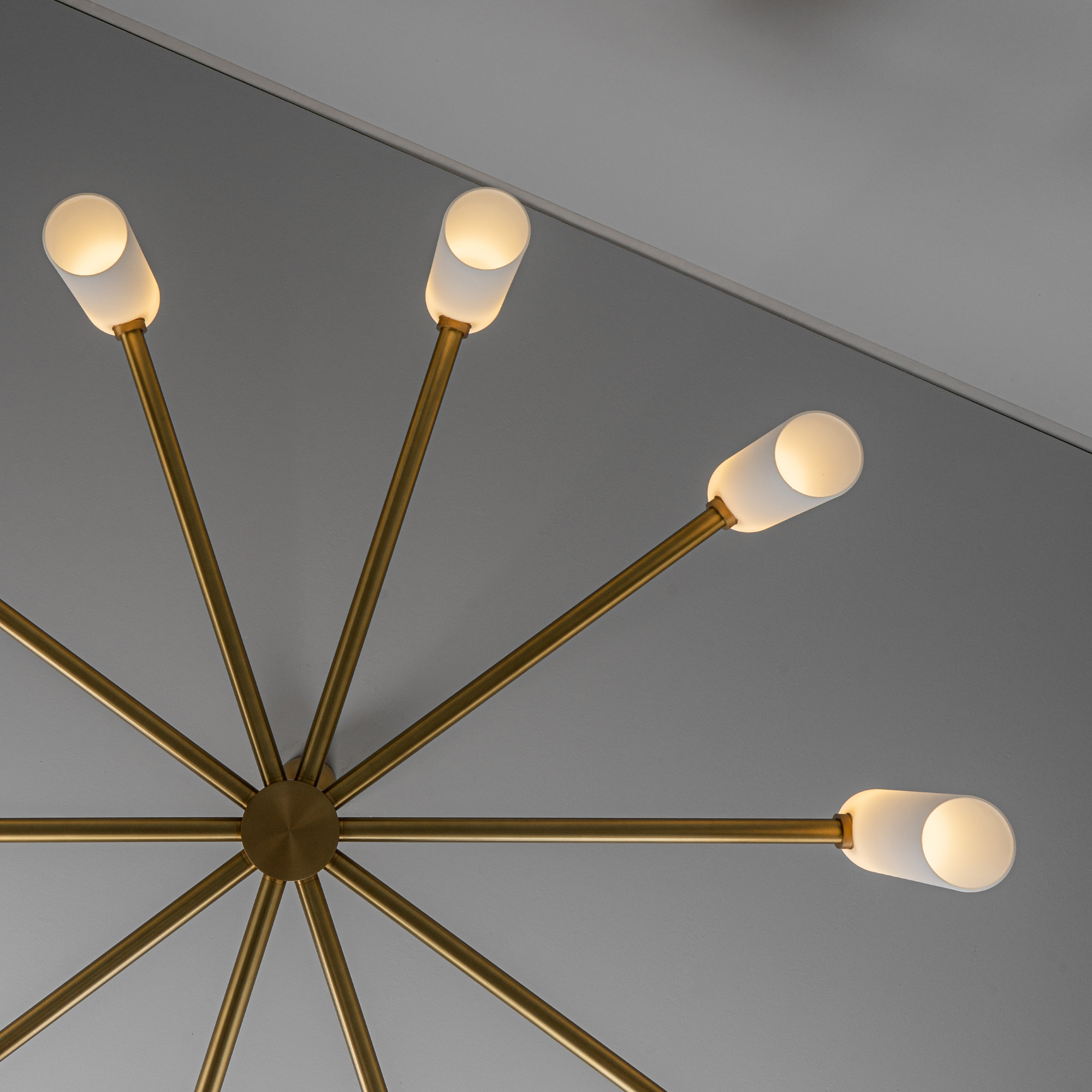 Schwung Odyssey Round Large 10 Light Chandelier - Opal Mat Glass
