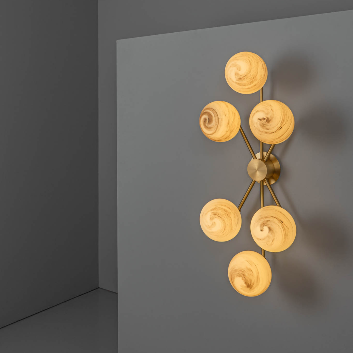 Schwung Orion 6 Light Flush/Wall Sconce Light - Marble Glass