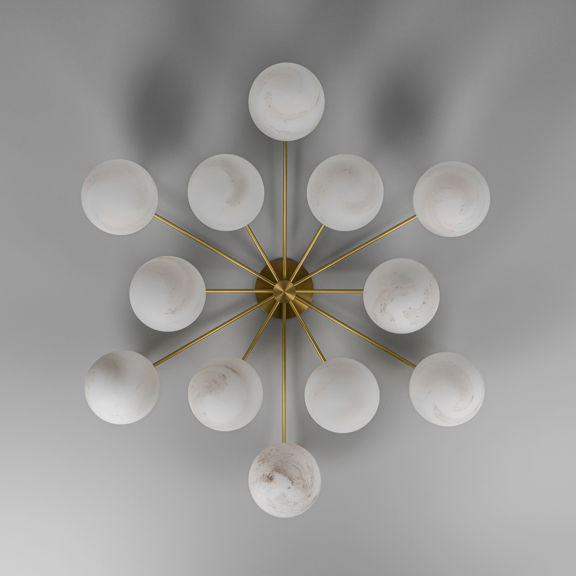 Schwung Orion Round 12 Light Chandelier/Flush - Marble Glass