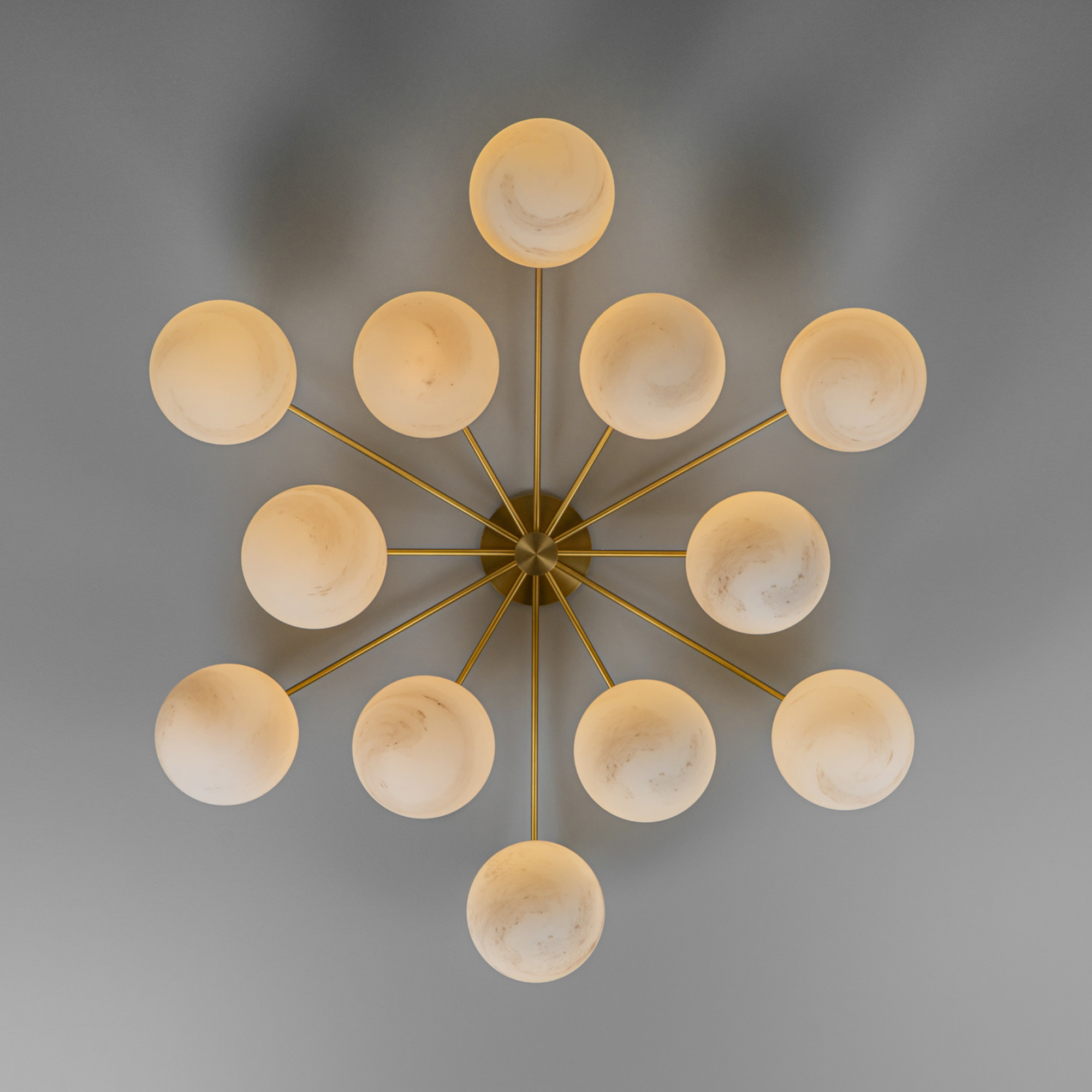 Schwung Orion Round 12 Light Chandelier/Flush - Marble Glass
