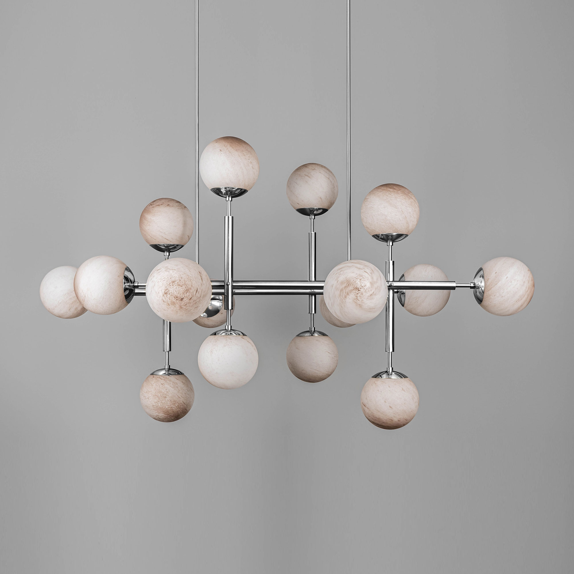 Schwung Riegel 16 Light Chandelier - Marble Glass
