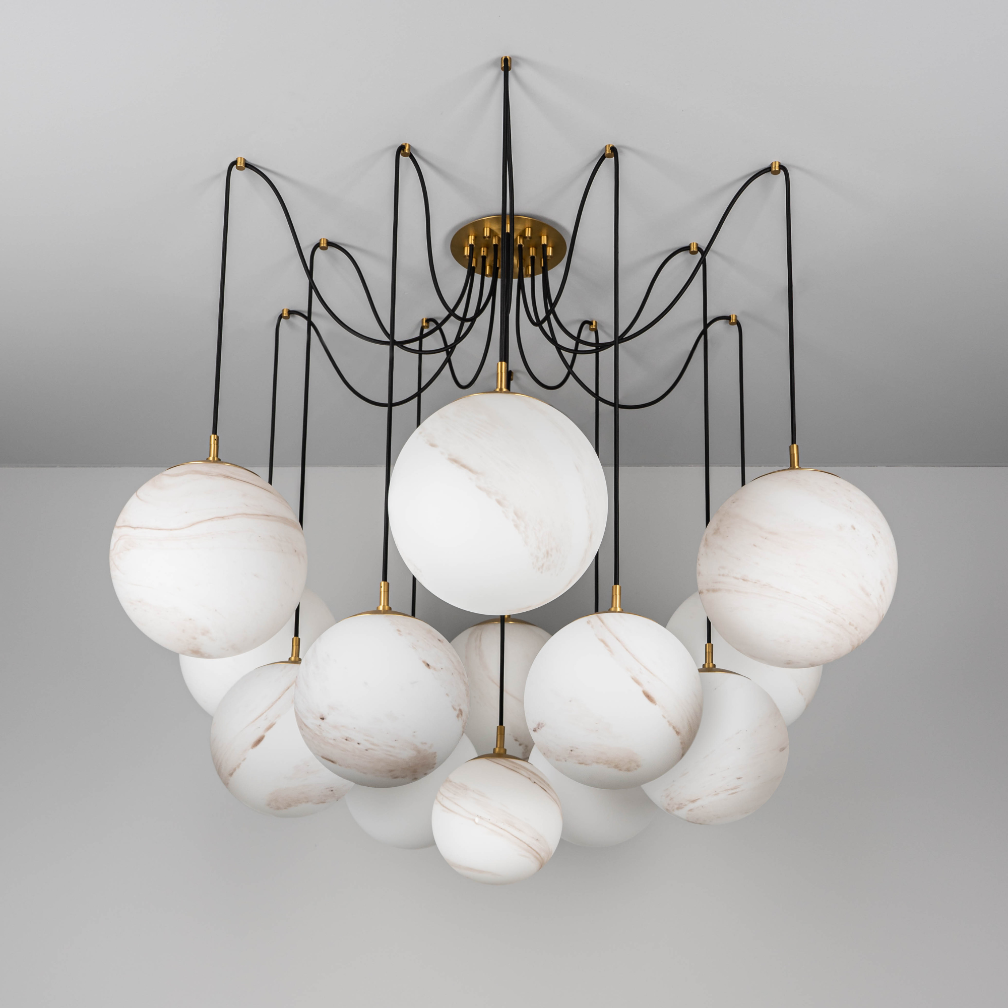 Schwung Spider 13 Light Chandelier - Marble Glass