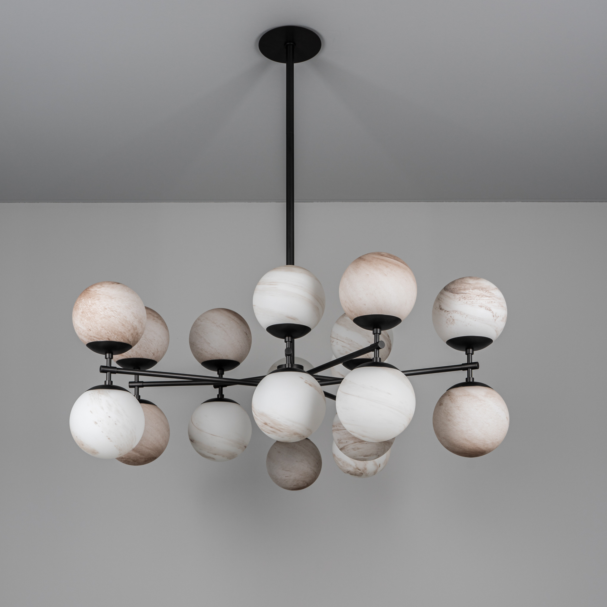 Schwung Zodiac 18 Light Chandelier - Marble Glass