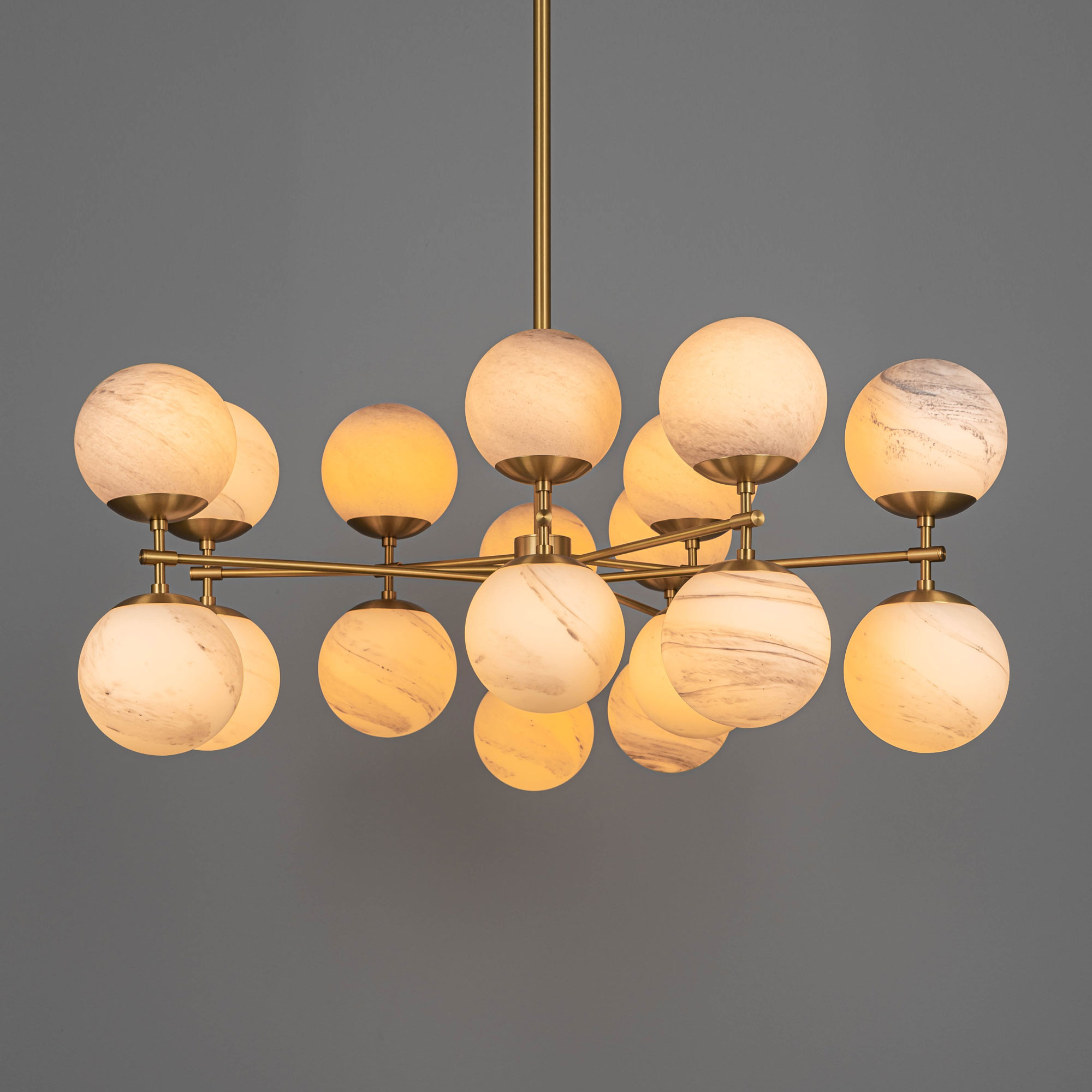 Schwung Zodiac 18 Light Chandelier - Marble Glass