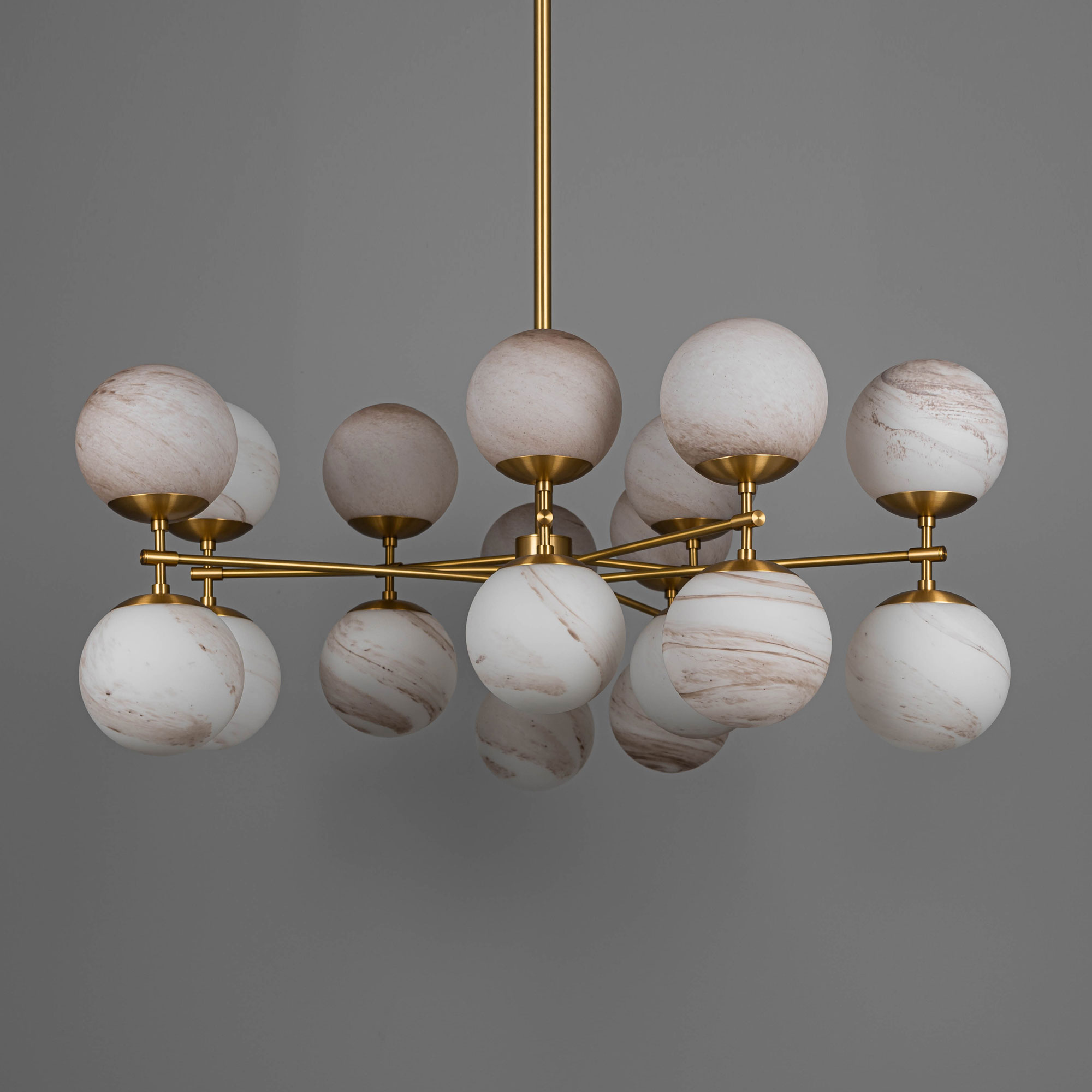 Schwung Zodiac 18 Light Chandelier - Marble Glass