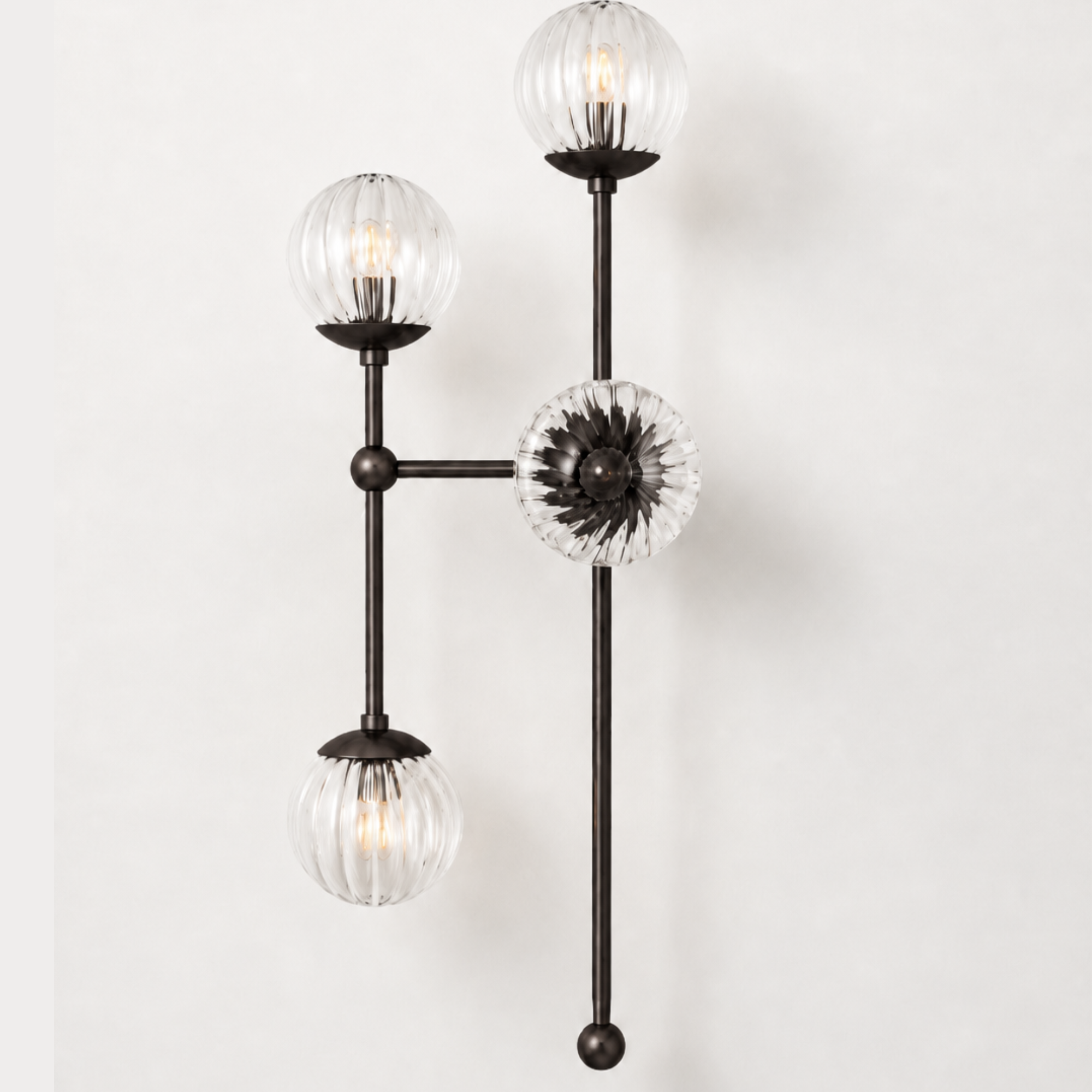 Schwung Armstrong 4 L 4 Light Wall Sconce Light - Dries Ribbon Glass