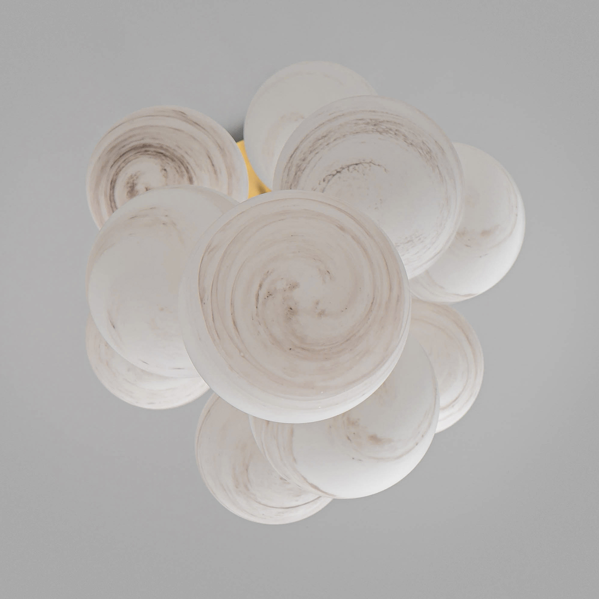 Schwung Globe Cluster 10 Light Chandelier - Marble Glass
