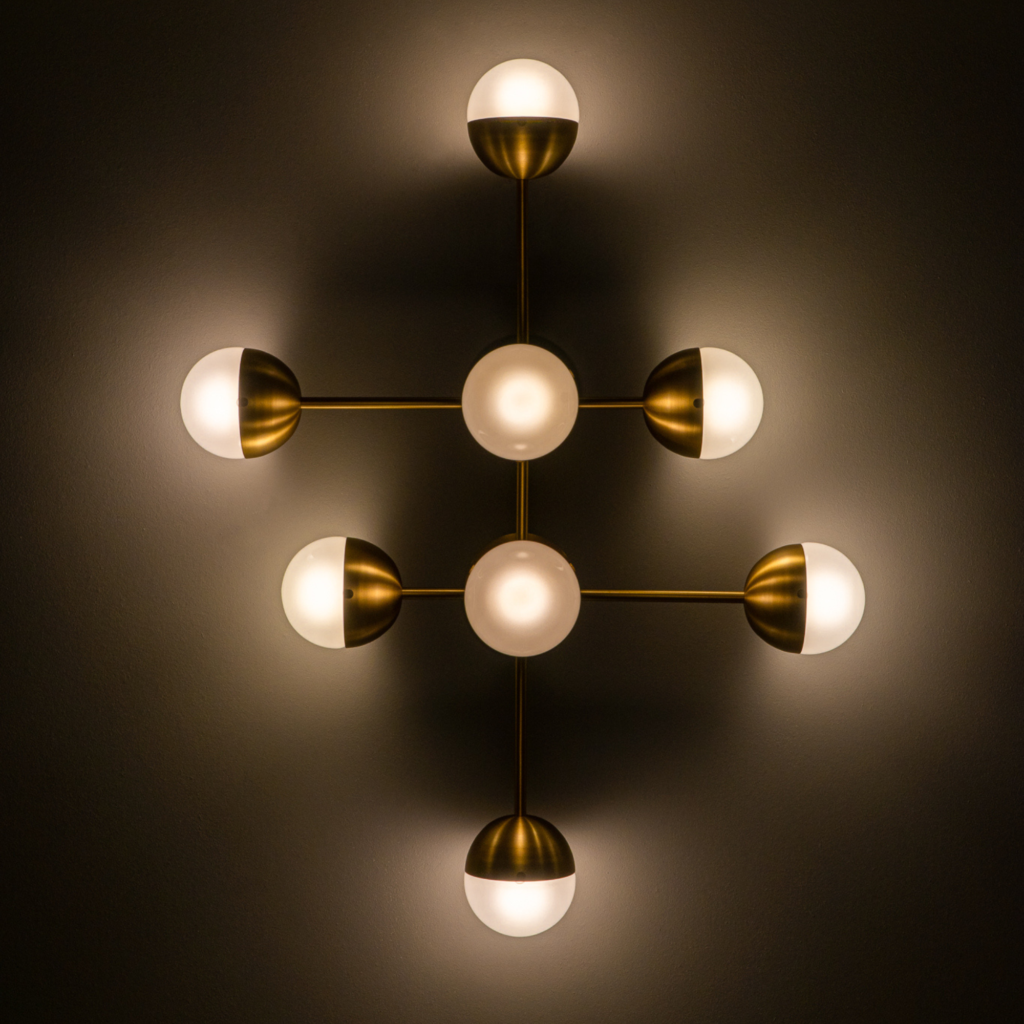 Schwung Molecule 8 Light Flush/Wall Sconce Light - Frosted Glass