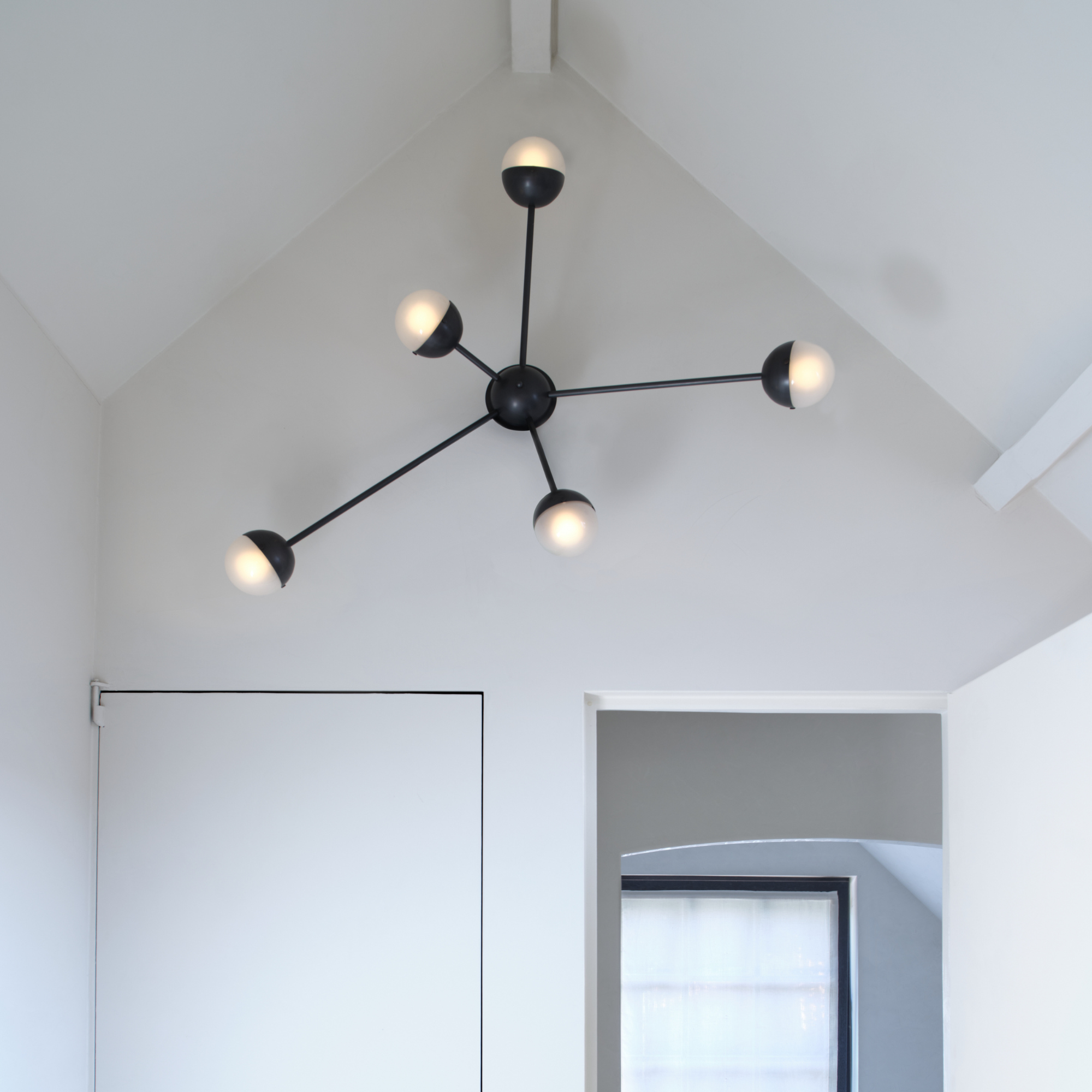 Schwung Molecule Spark 5 Light Flush/Wall Sconce Light - Frosted Glass