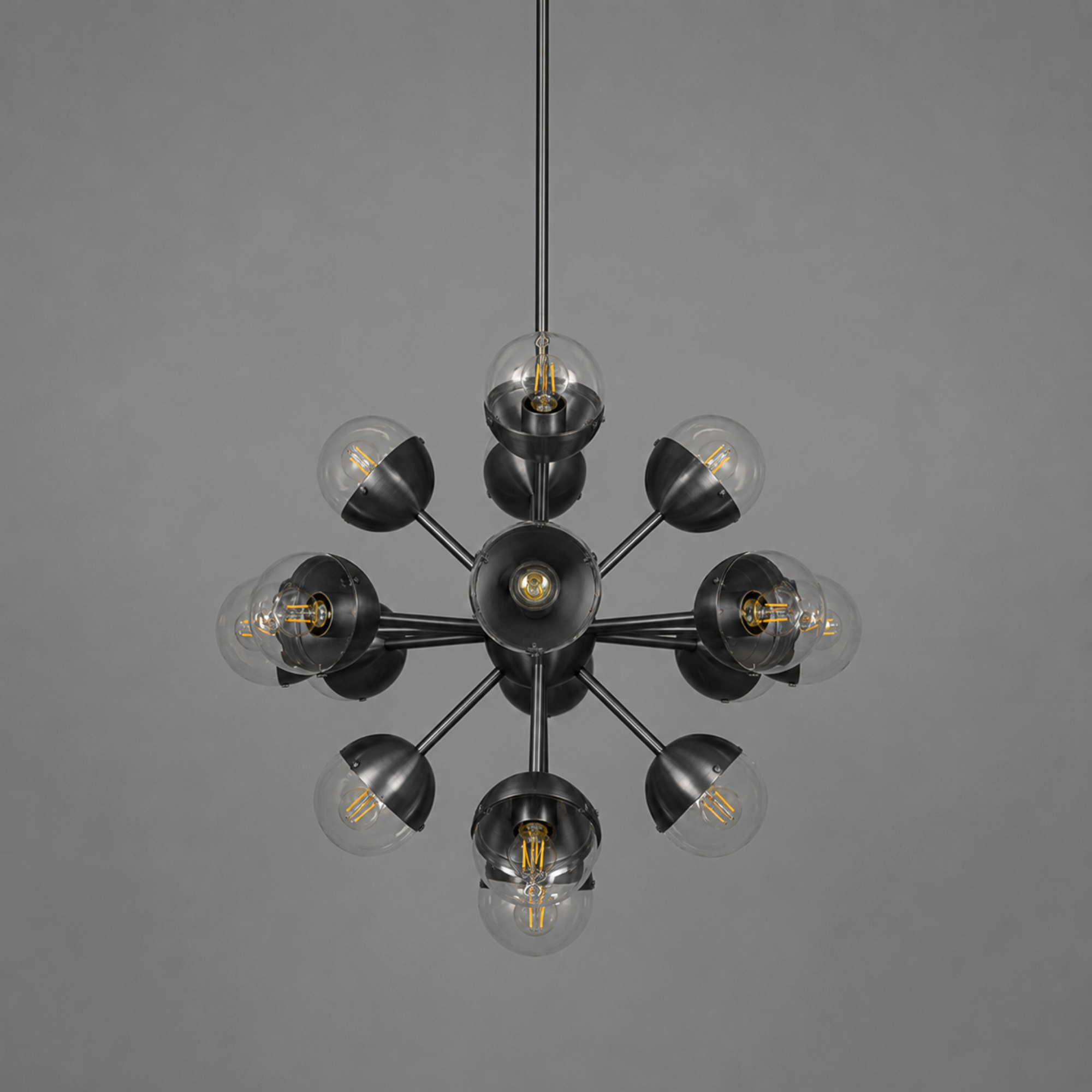 Schwung Molecule Spark Oval 17 Light Chandelier - Transparent Glass