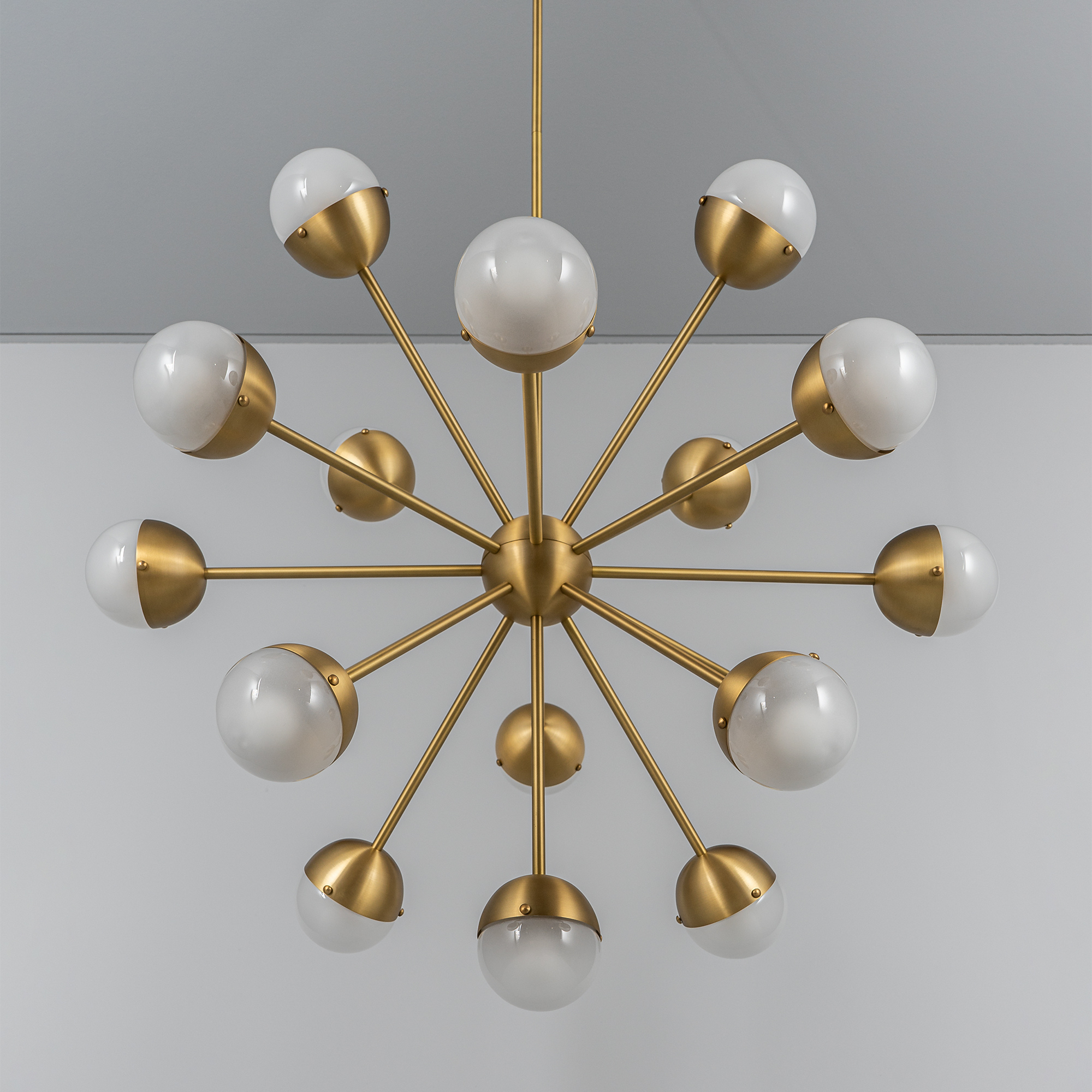 Schwung Molecule Spark Round 17 Light Chandelier - Frosted Glass