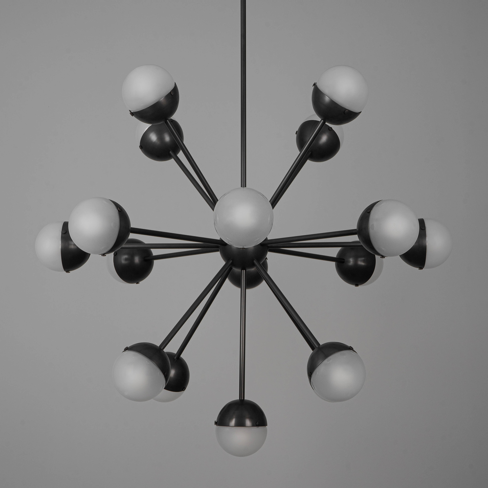 Schwung Molecule Spark Round 17 Light Chandelier - Frosted Glass