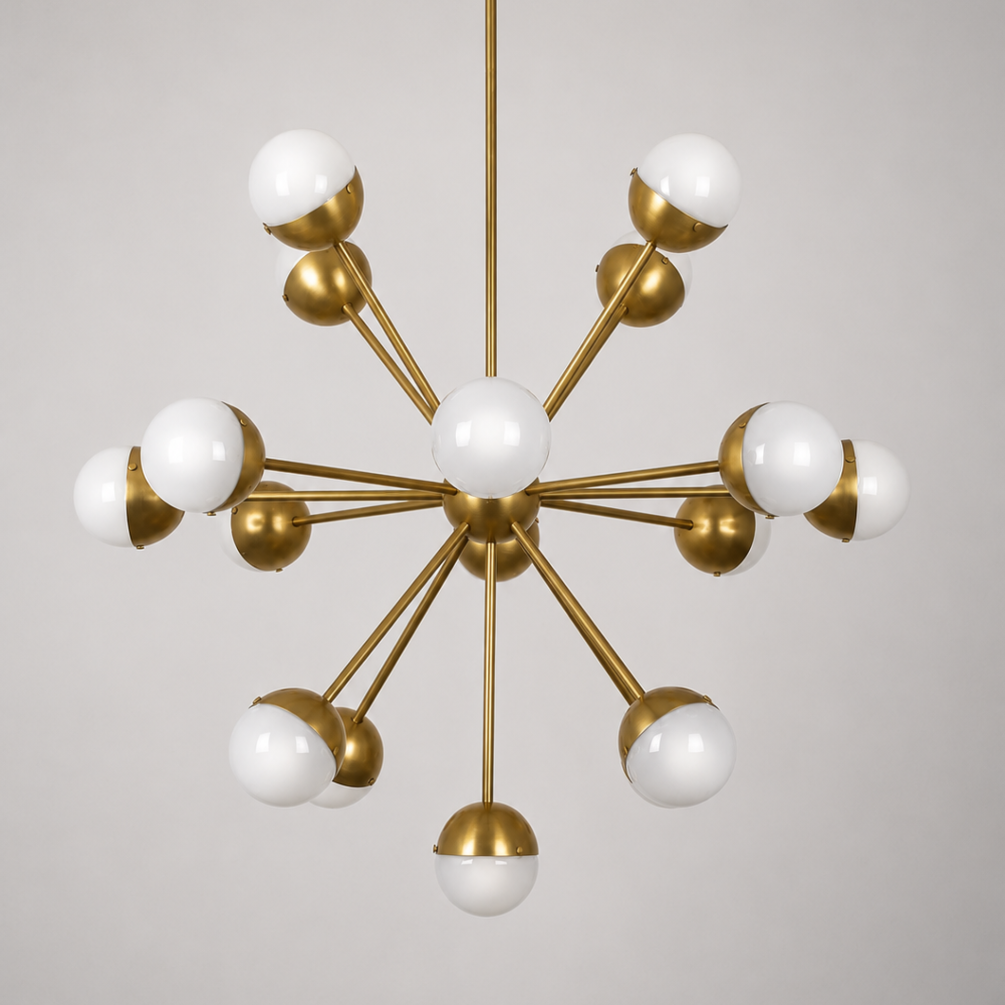 Schwung Molecule Spark Round 17 Light Chandelier - Frosted Glass