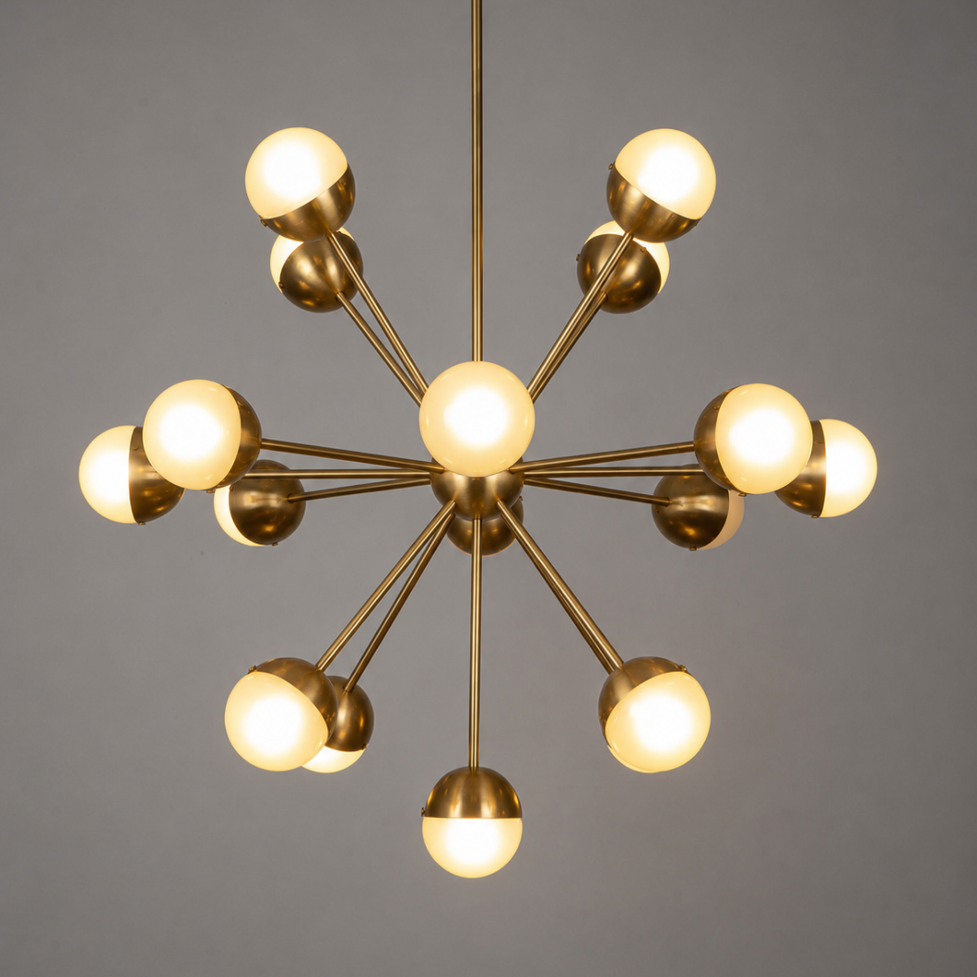 Schwung Molecule Spark Round 17 Light Chandelier - Frosted Glass