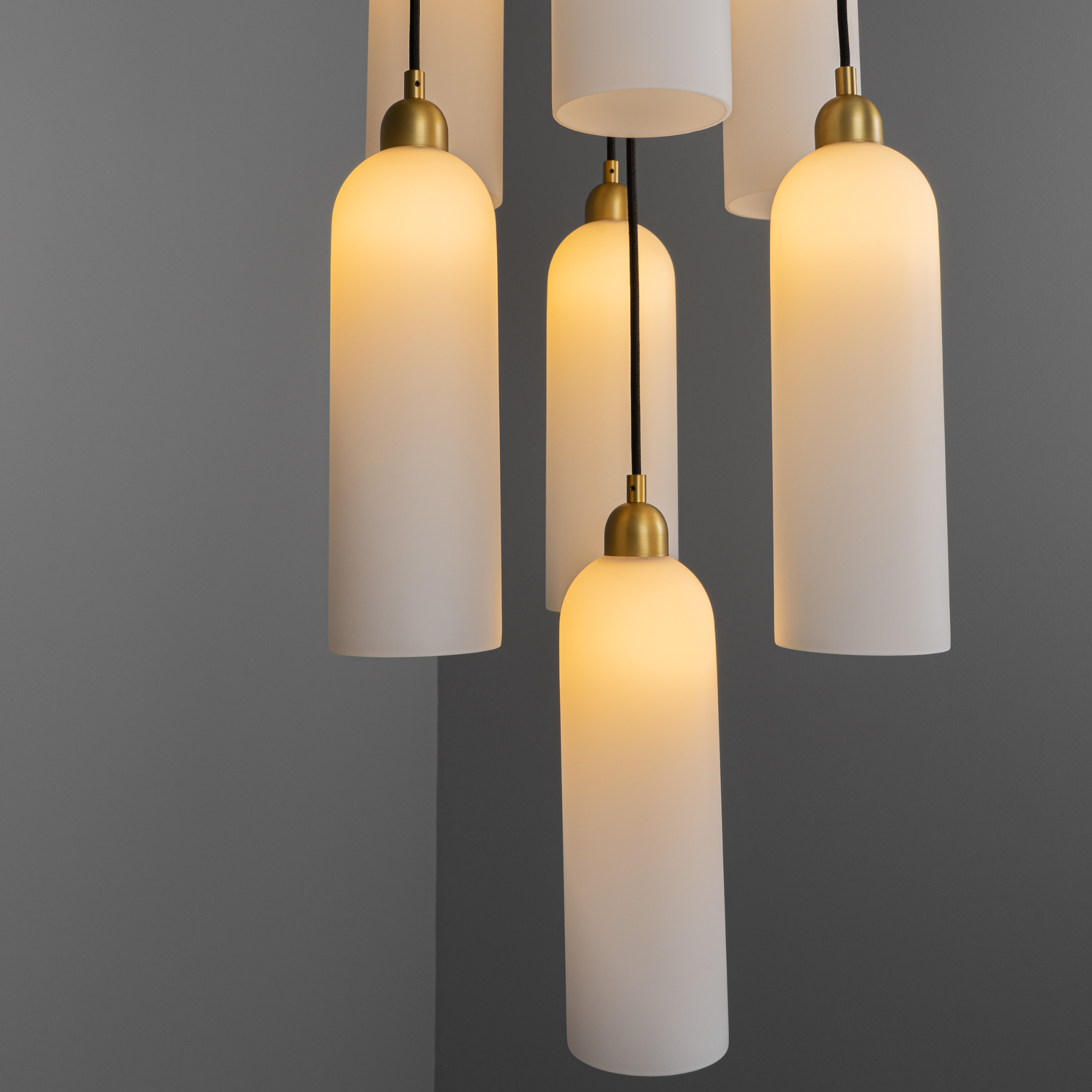 Schwung Odyssey Cluster 13 Light Chandelier - Opal Mat Glass