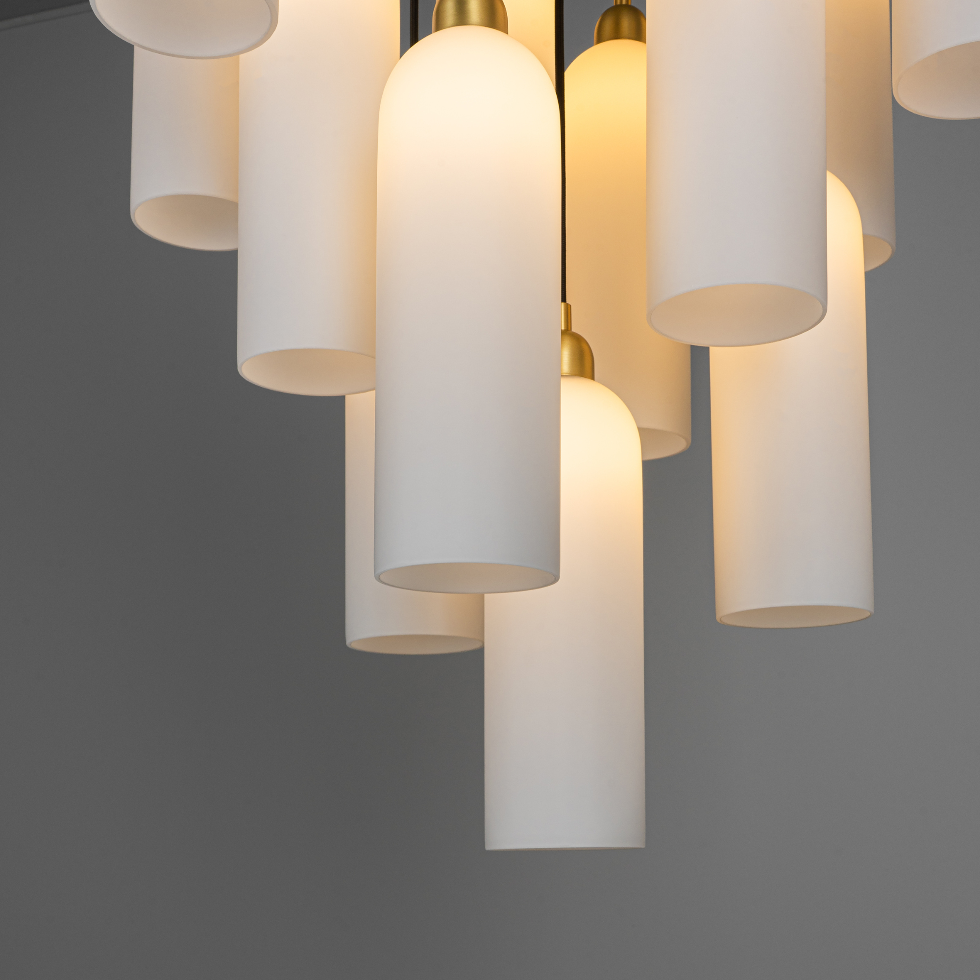 Schwung Odyssey Cluster 13 Light Chandelier - Opal Mat Glass