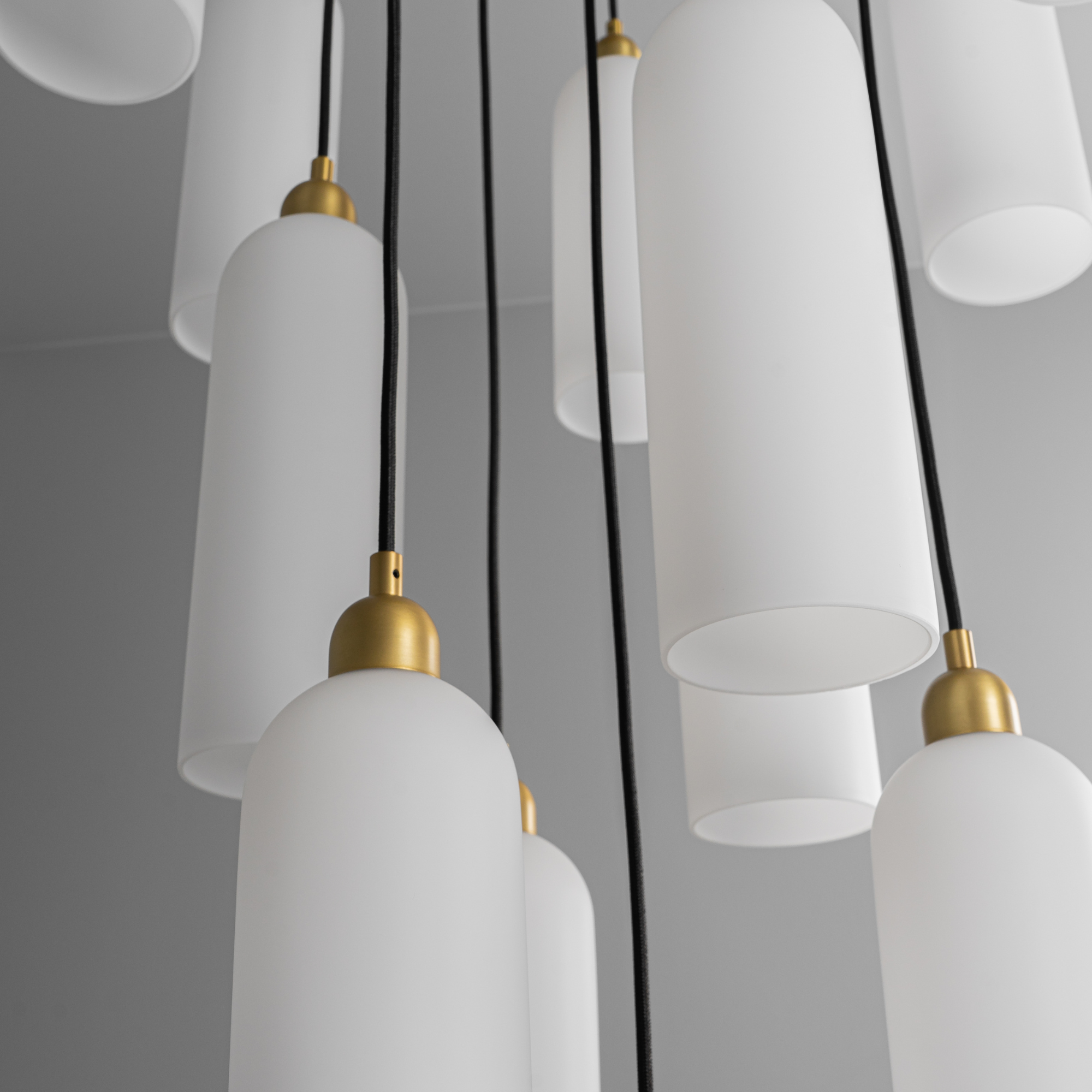 Schwung Odyssey Cluster 13 Light Chandelier - Opal Mat Glass