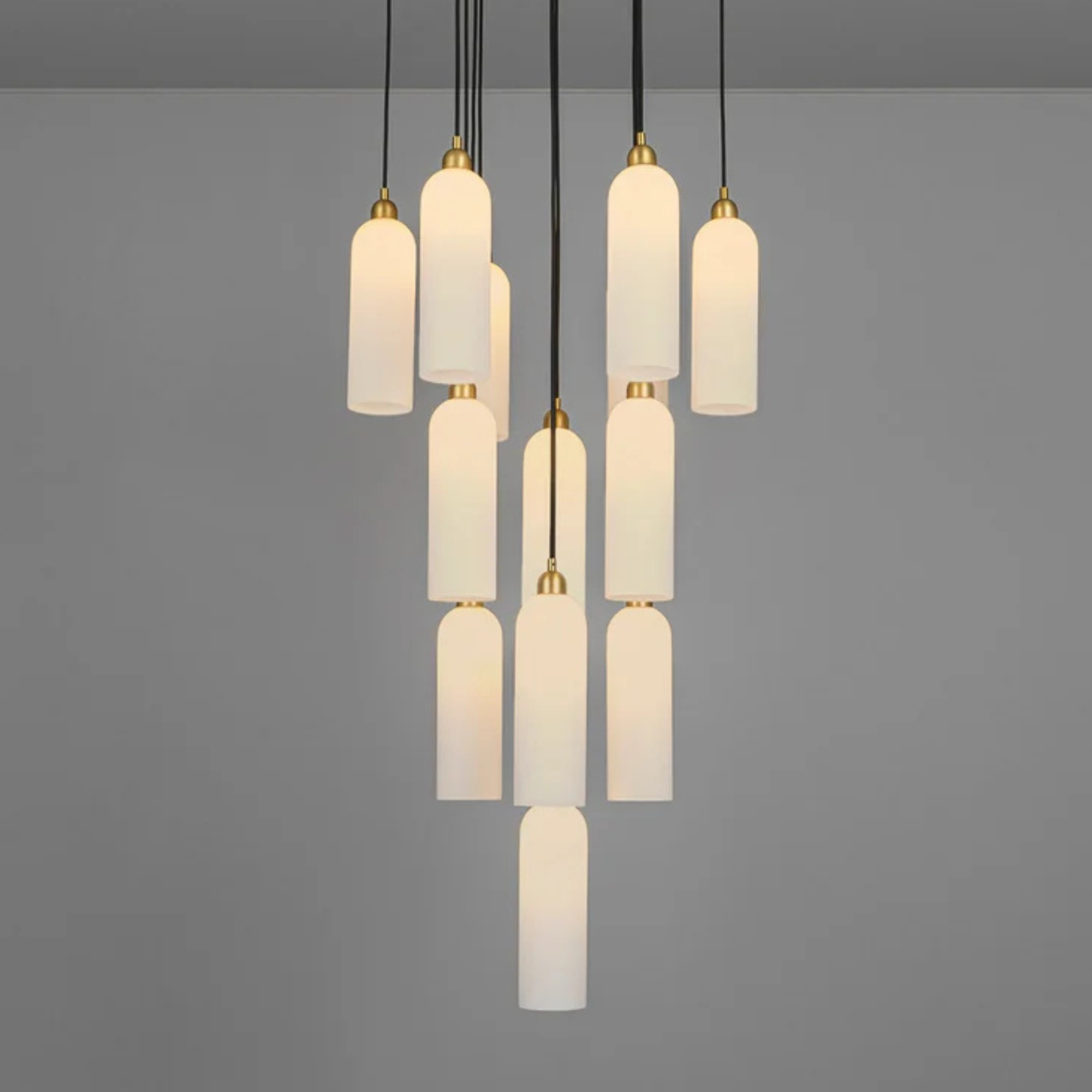 Schwung Odyssey Cluster 13 Light Chandelier - Opal Mat Glass
