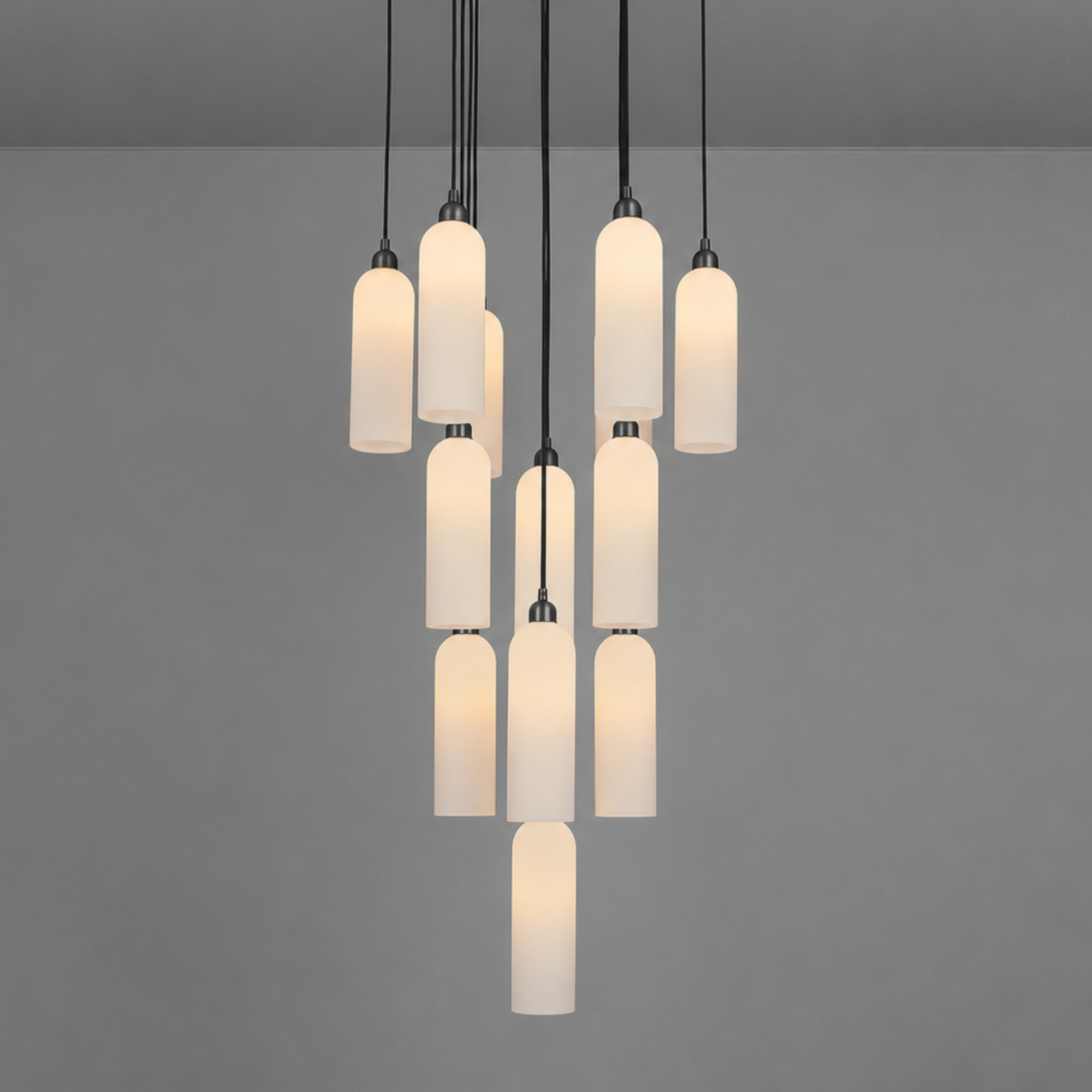 Schwung Odyssey Cluster 13 Light Chandelier - Opal Mat Glass