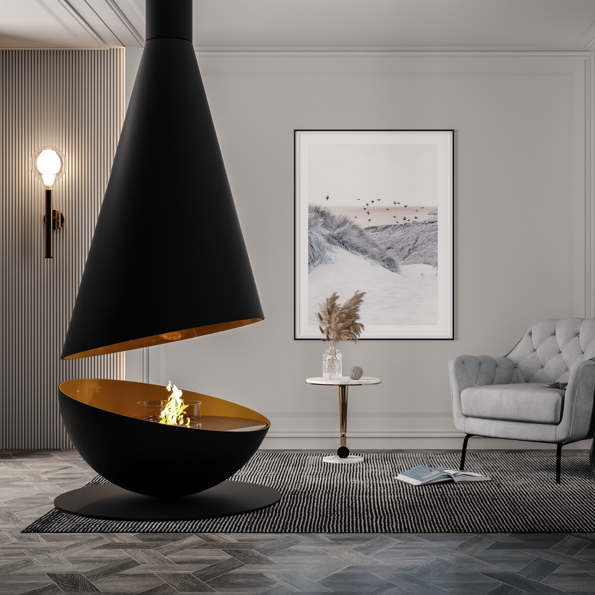 Glammfire Thales Automatic Bioethanol Suspended Fireplace