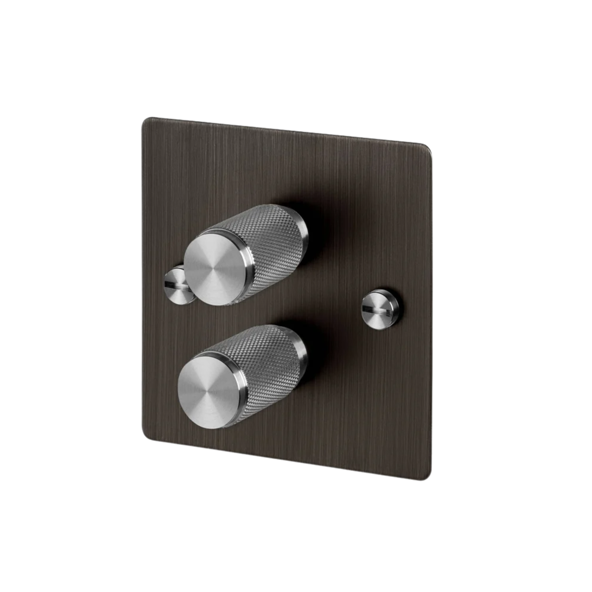 Buster + Punch 2G Dimmer Switch 120W - Smoked Bronze Back Plate & Cross Knurl Pattern