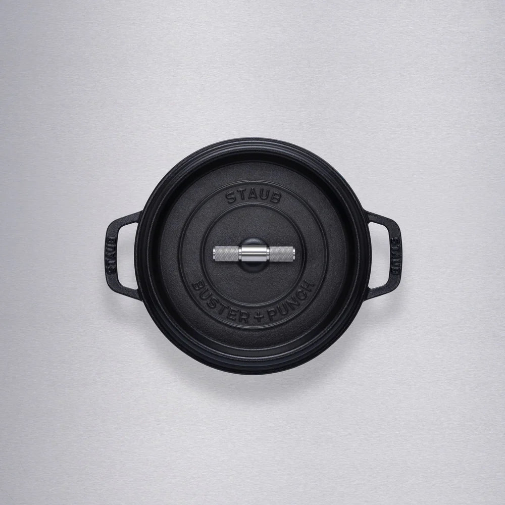 Buster + Punch Black 24cm Staub Cocotte - Cross Knurl