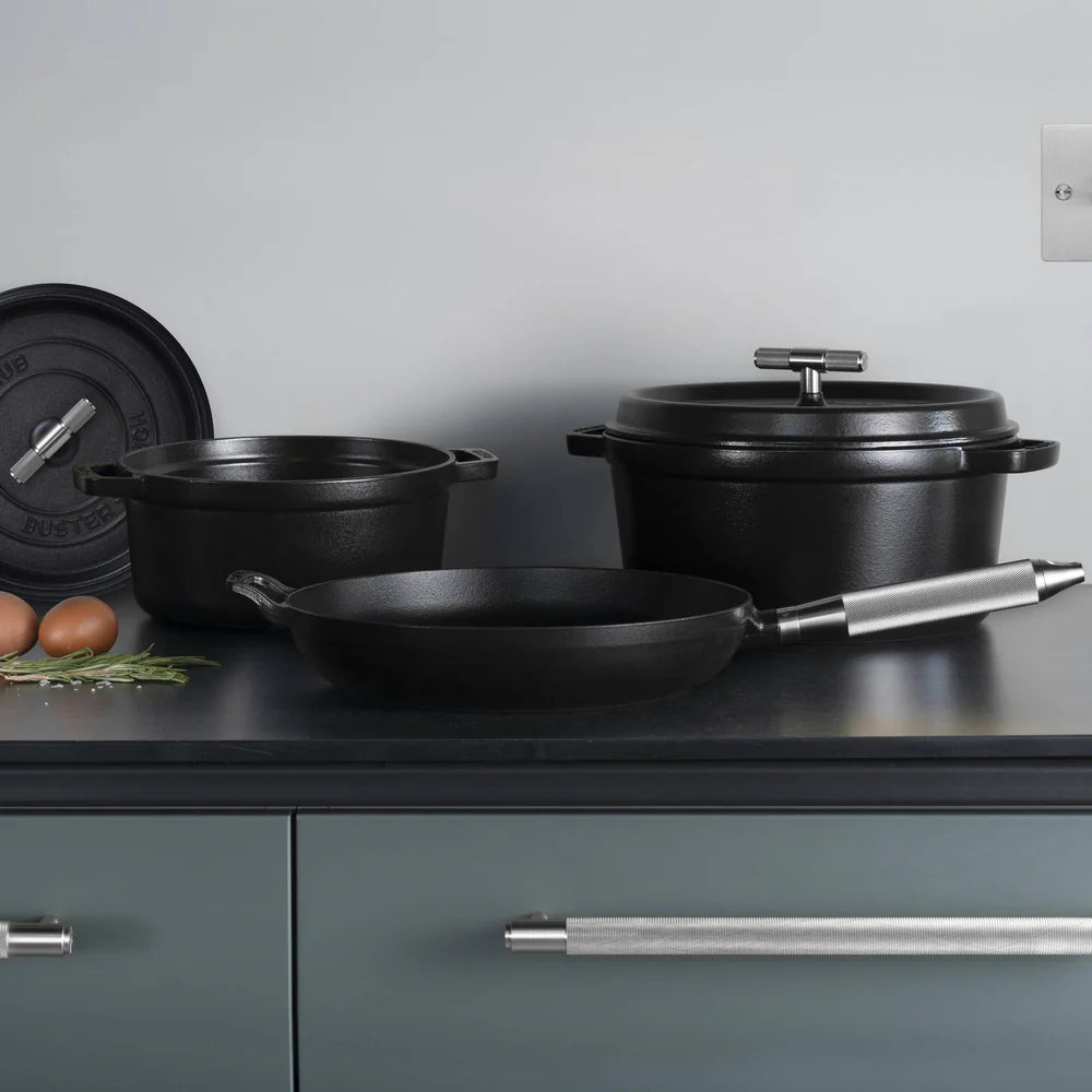Buster + Punch Black 28cm Staub Cocotte - Cross Knurl