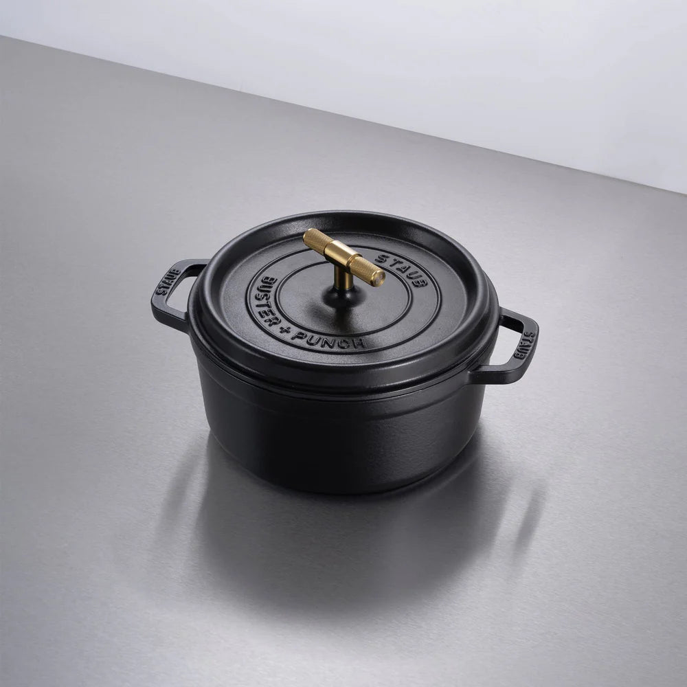 Buster + Punch Black 24cm Staub Cocotte - Cross Knurl