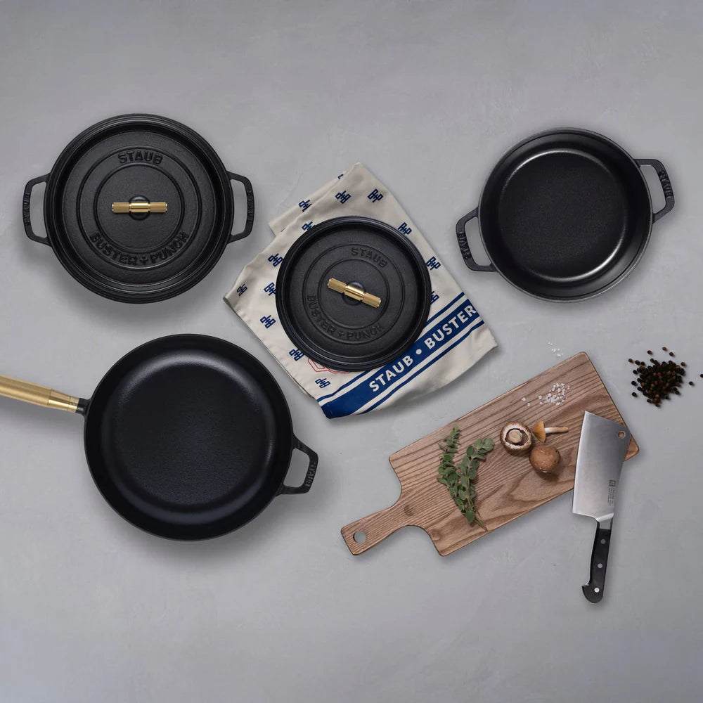 Buster + Punch Black 24cm Staub Cocotte - Cross Knurl