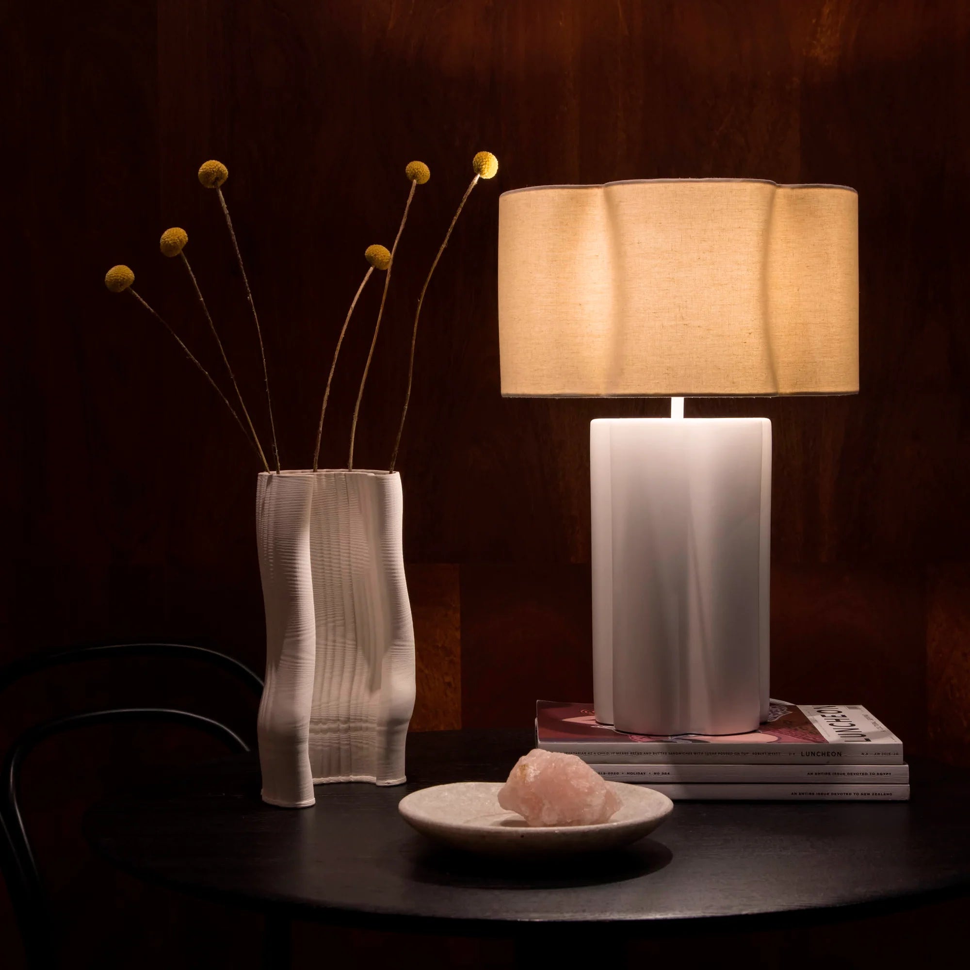 houseof. Flower Ceramic Table Lamp - White